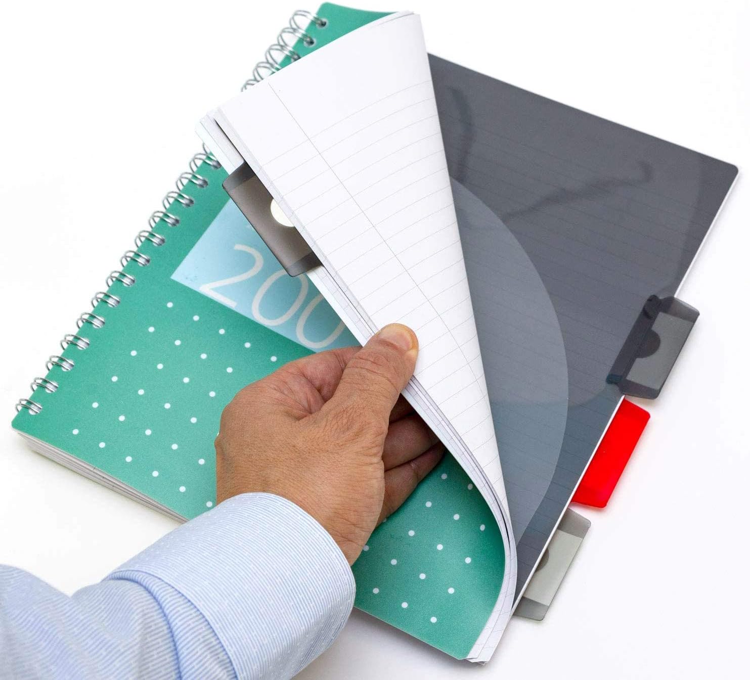 Pukka Pad 5 Subject Spiral Notebook 3-Pack - 200 Pages, 100 Sheets of 80GSM Paper with Repositionable Dividers & Perforated Edges, Office Planning & Organization - US Letter 8.5 X 11, Green Metallic