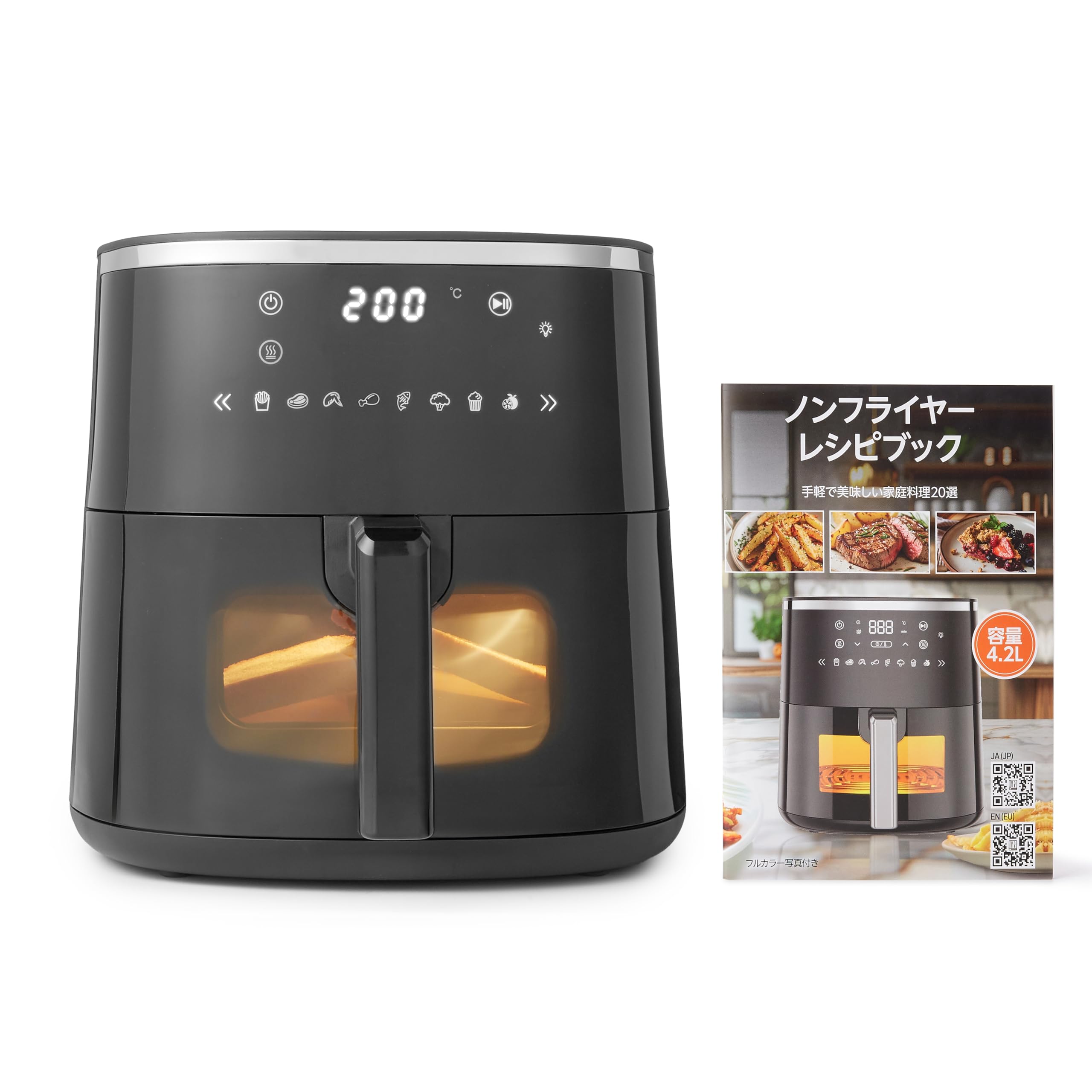 Amazon.co.jp: Amazonベーシック ノンフライヤー 4.2L 見やすい窓付き