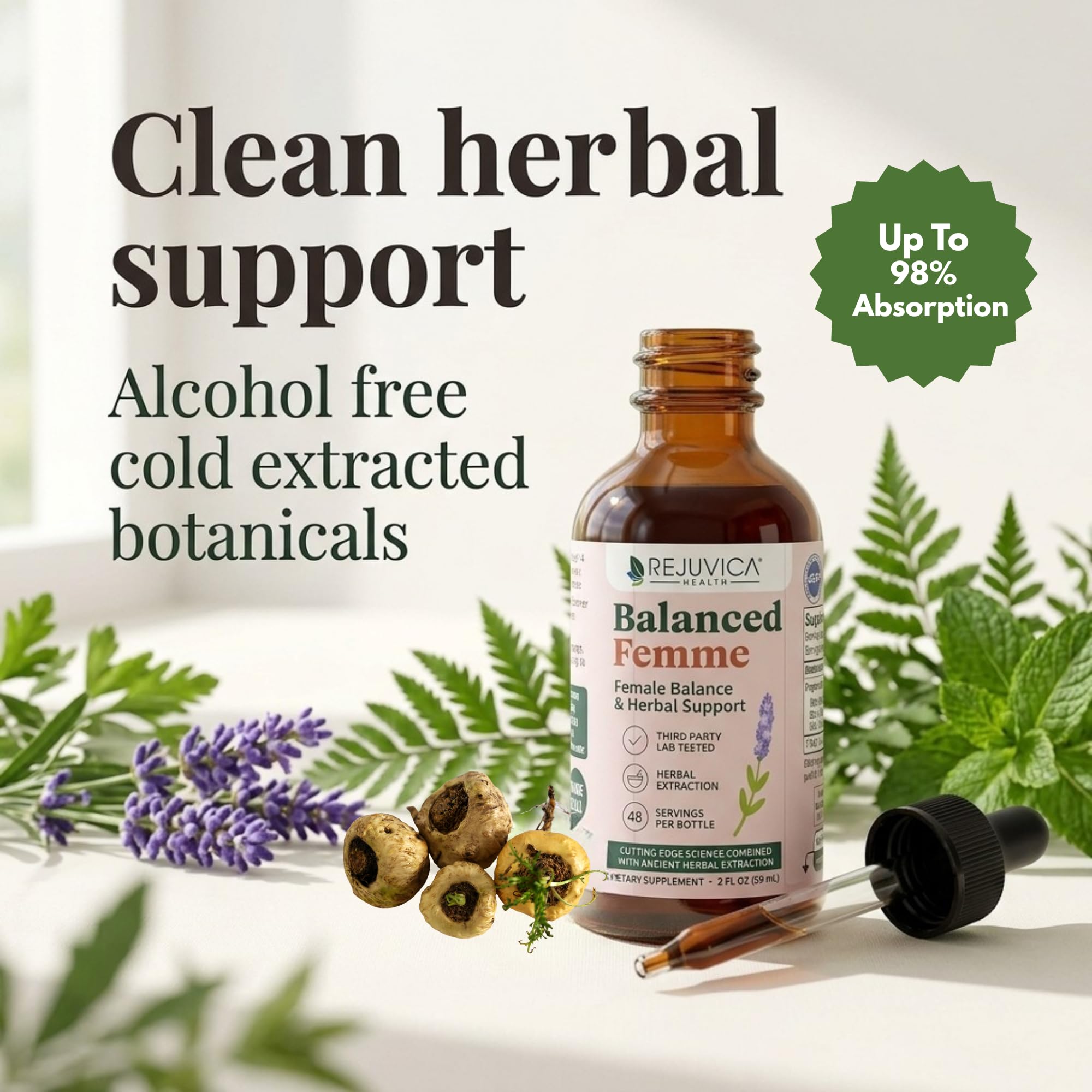 Rejuvica Health Balanced Femme - Advanced Female Balance Support Supplement - Liquid Delivery for Better Absorption - Vitex, Dong Quai, Black Cohosh, Maca & More! — Amazon image 6