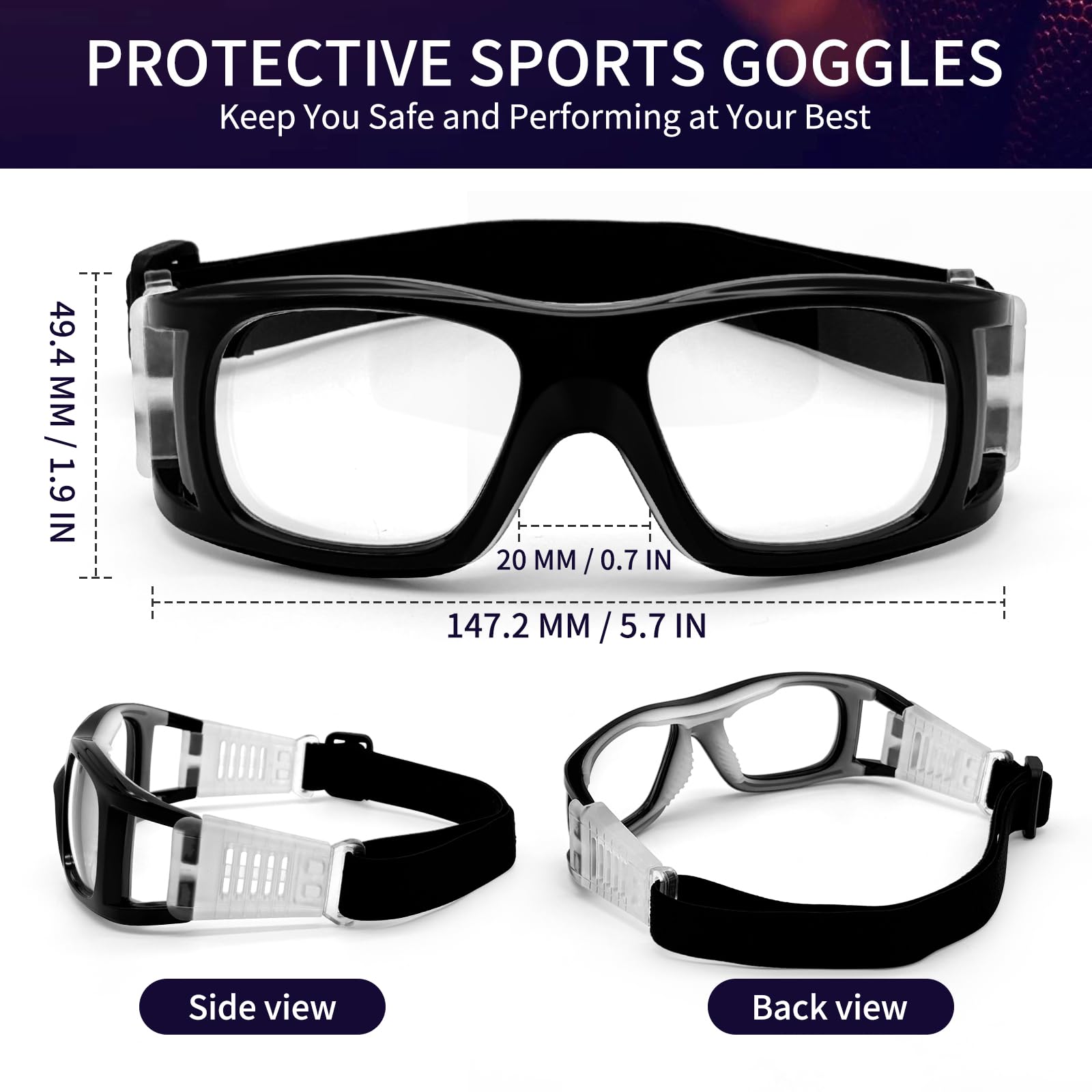 LADYPONYCSC Basketball Soccer Football Sports Protective Eyewear Goggles Eye Safety Glasses Unisex Anti Fog Ideal for Racquetball 2pc in Pack