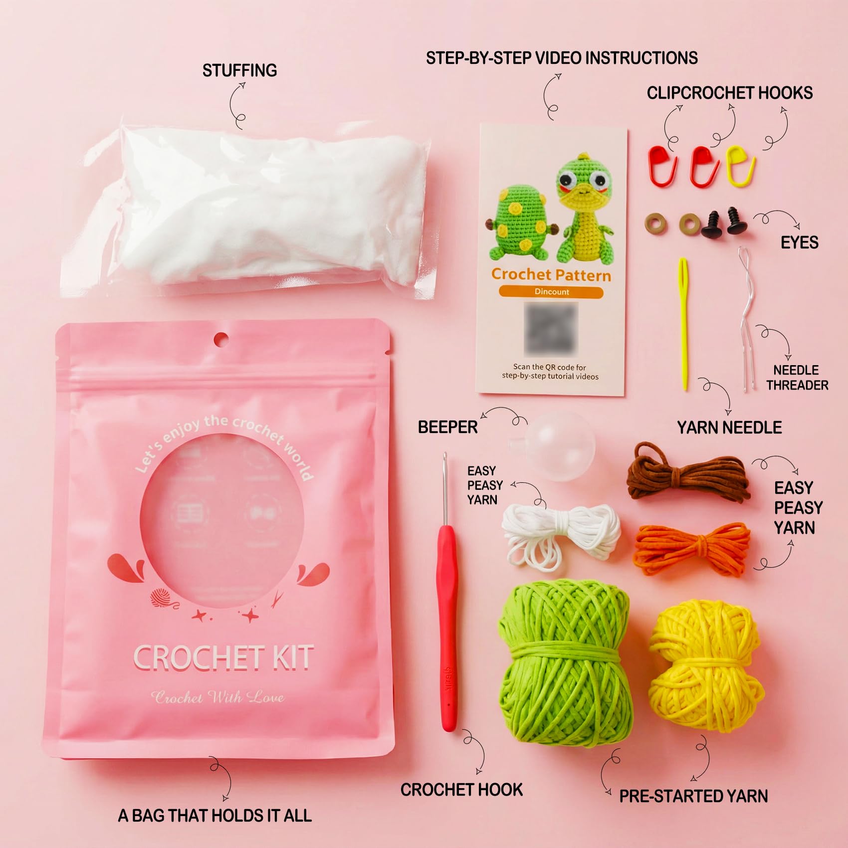 Eelexa Crochet Kit: Make Dinosaur Plushies & Eggs! -8 Eelexa Crochet Kit: Make Dinosaur Plushies & Eggs! -8