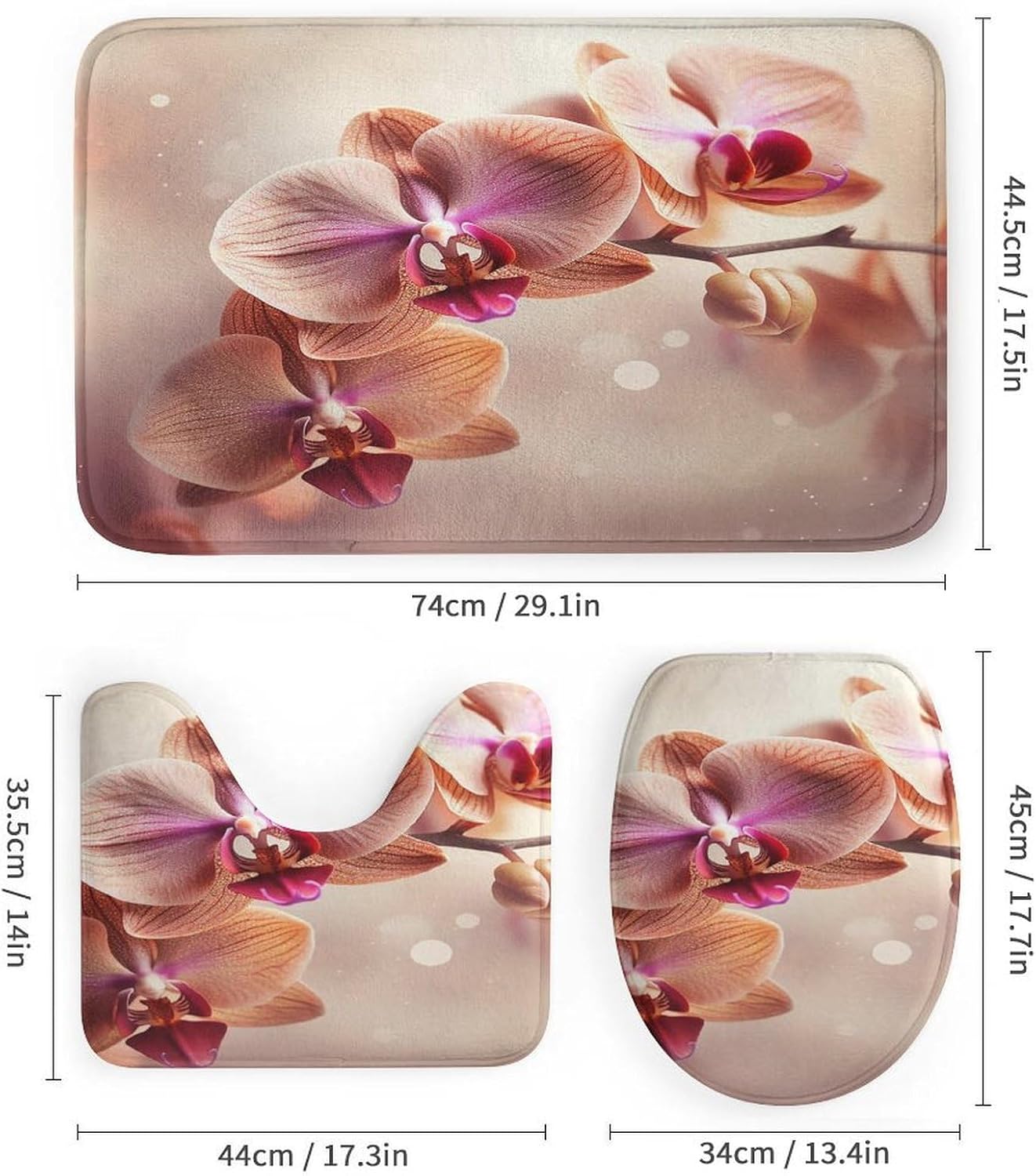 Four Piece Bathroom Set with Toilet Lid Cover and Non-Slip Rugs Minimalist Shower Curtain for Bathroom Set