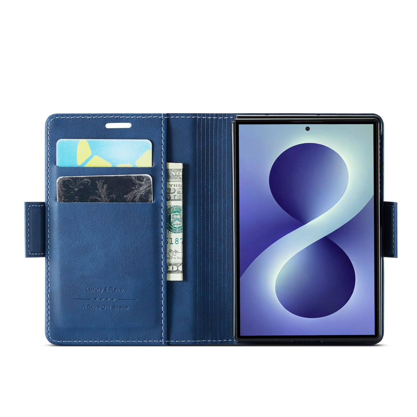 Flip Cover Per Samsung Galaxy Z Fold 8, Portafoglio Custodia in Pelle | Funzione di Appoggio Chiusura Magnetica Guscio Affari Antiurto Completa,Caffè,Fold 8