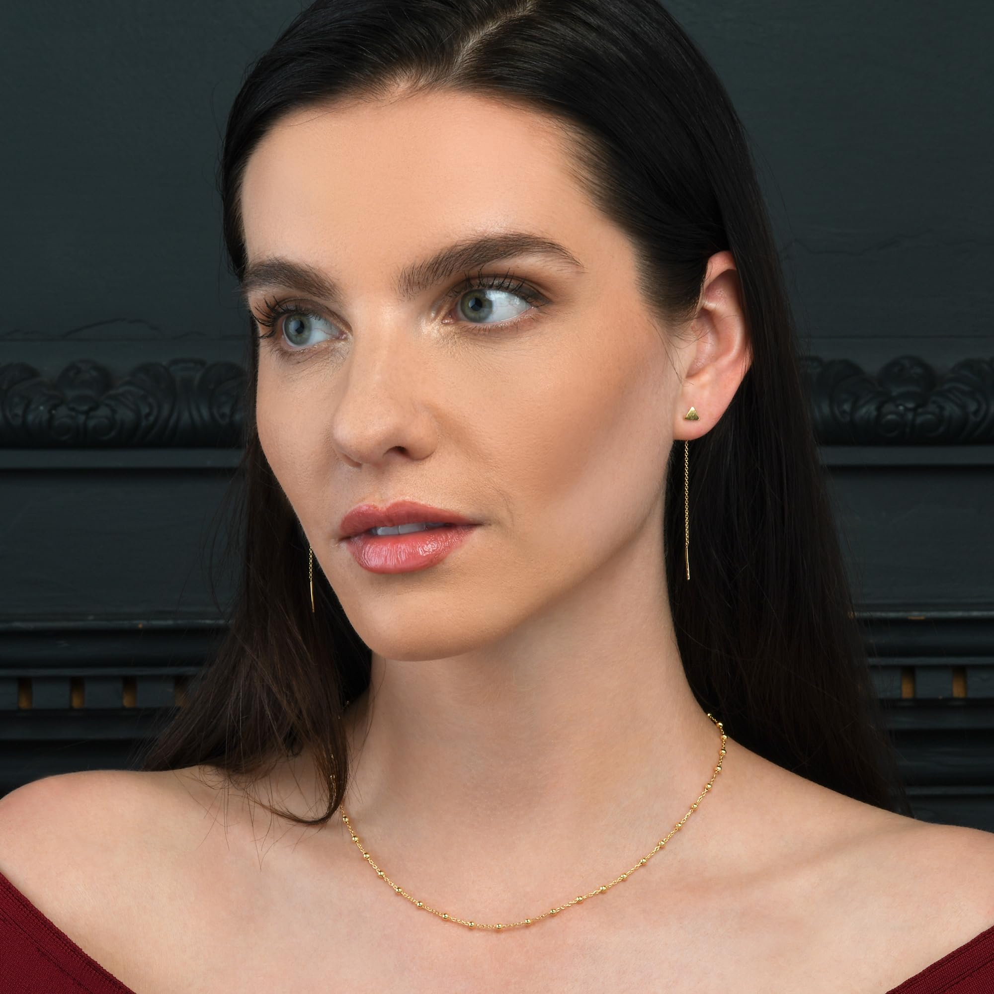 namana 925 Sterling Silber Kette Halskette für Damen, Silber, Gold oder Rose Gold, Perlen-Halsketten für Frauen und Teenager-Mädchen, süße Kugel-Halsketten mit kleinen Silberperlen