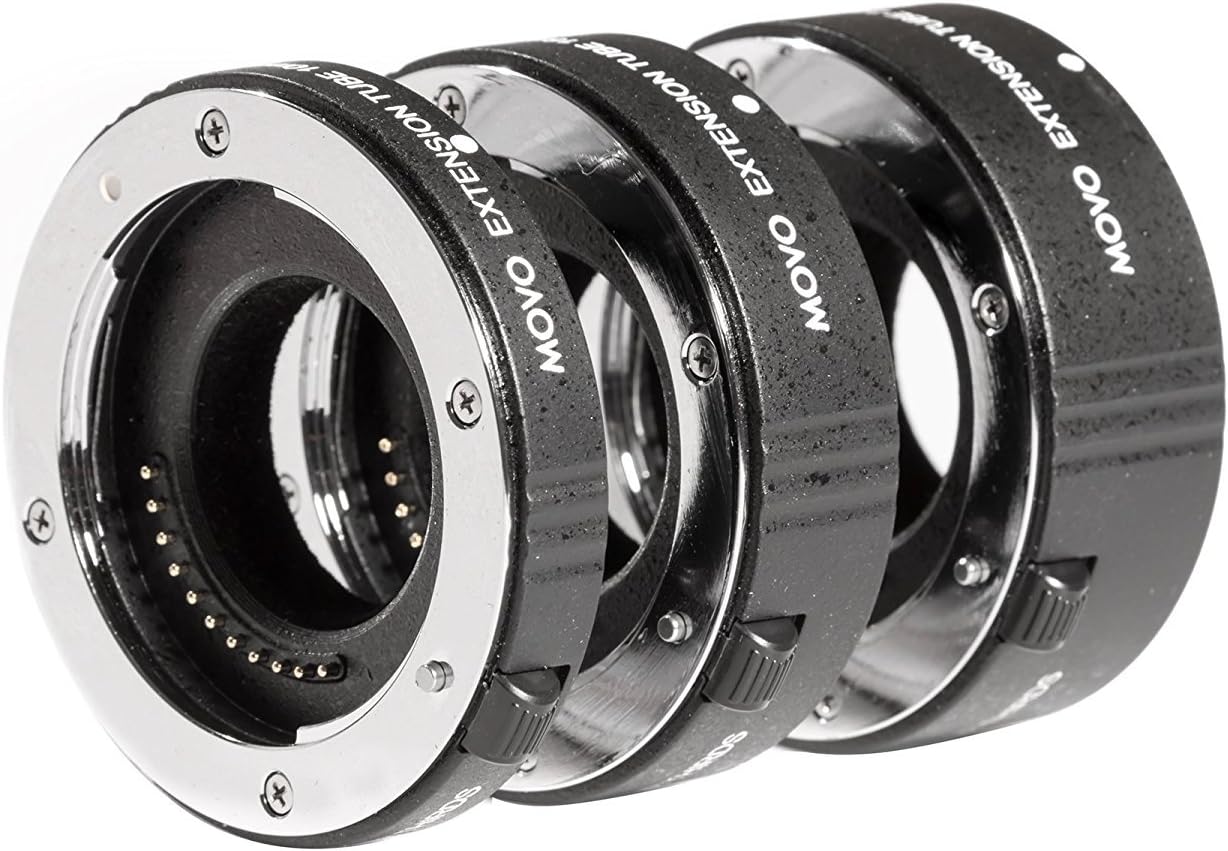 Movo MTCM47 3Piece AF Chrome Macro Extension Tube Set for Canon EOS M