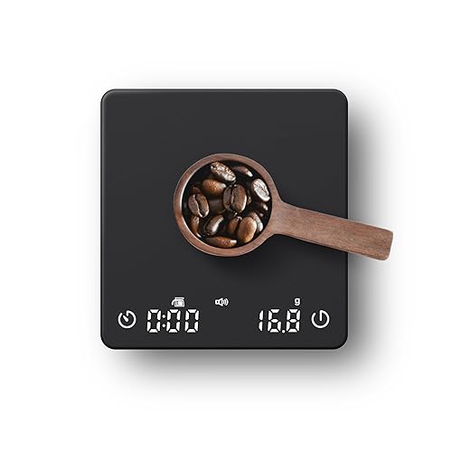 Mini báscula de café con sincronización automática, báscula de espresso recargable con temporizador, escala de alta precisión de 4.4 lbs0.00 oz para