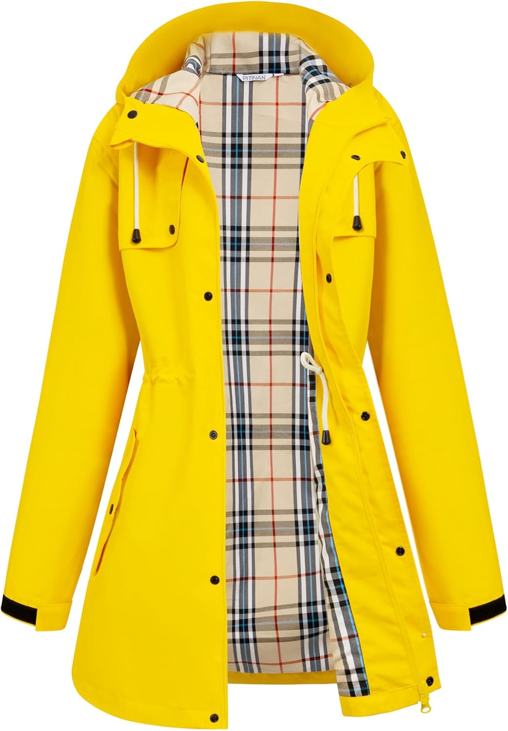 PITINAN Raincoat For Women Waterproof Long Hooded Rain Jacket Outdoor Raincoat Windbreaker S-XXL