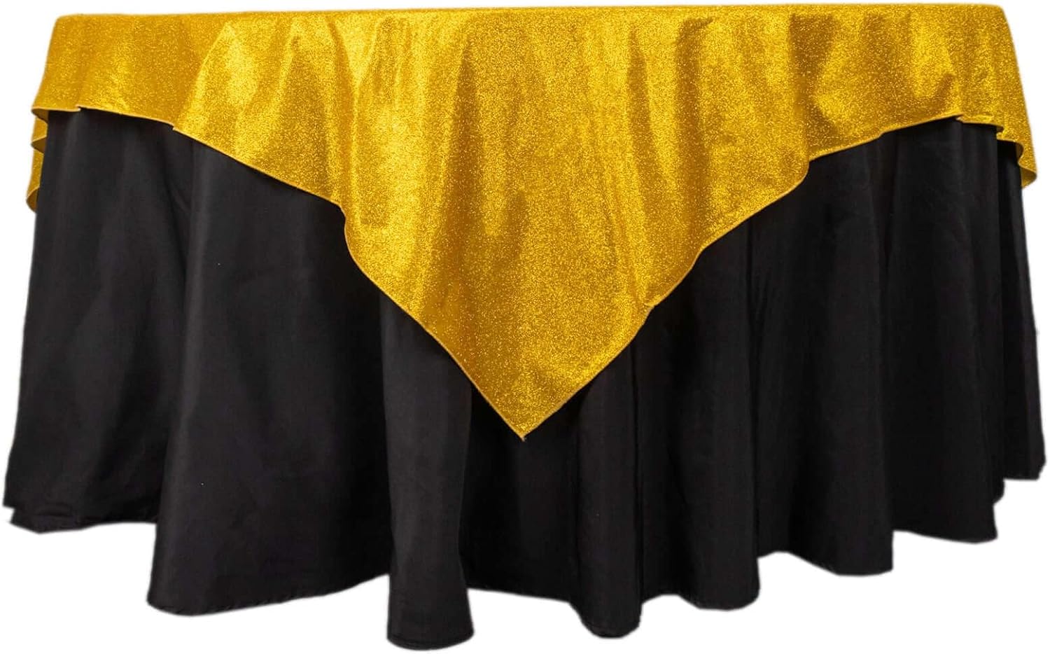 Efavormart 72"x72" Gold Glitter Sparkle Polyester Table Overlay, Shimmery Square Table Topper