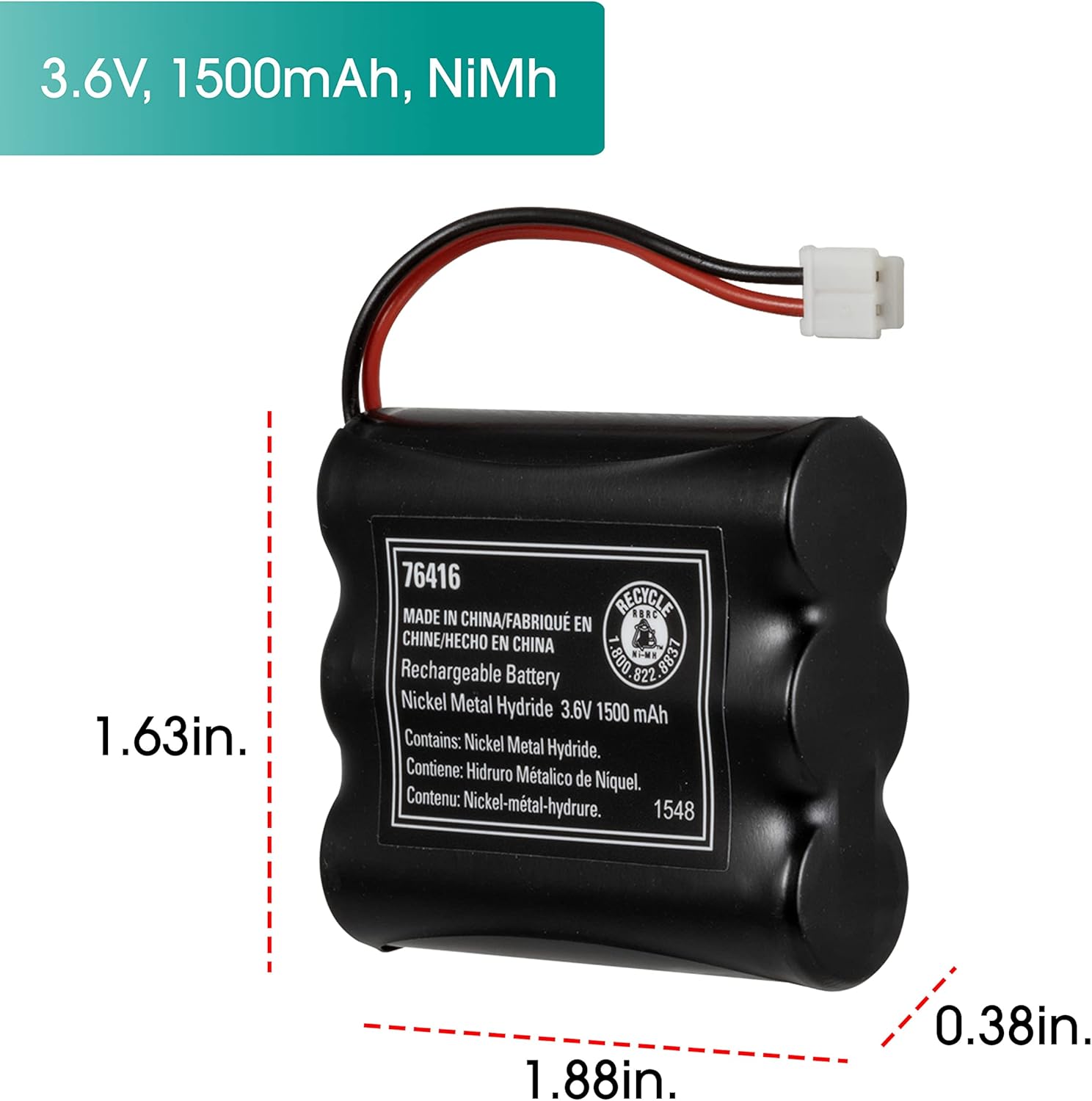 Power Gear Cordless Phone Battery, Rechargeable, Nickel Metal Hydride, 3.6V, 1500mAh, Fits Many Cordless Phone Models Including But Not Limited To Panasonic, Sony, Motorola, RCA, & More, Black, 76416 : Electronics