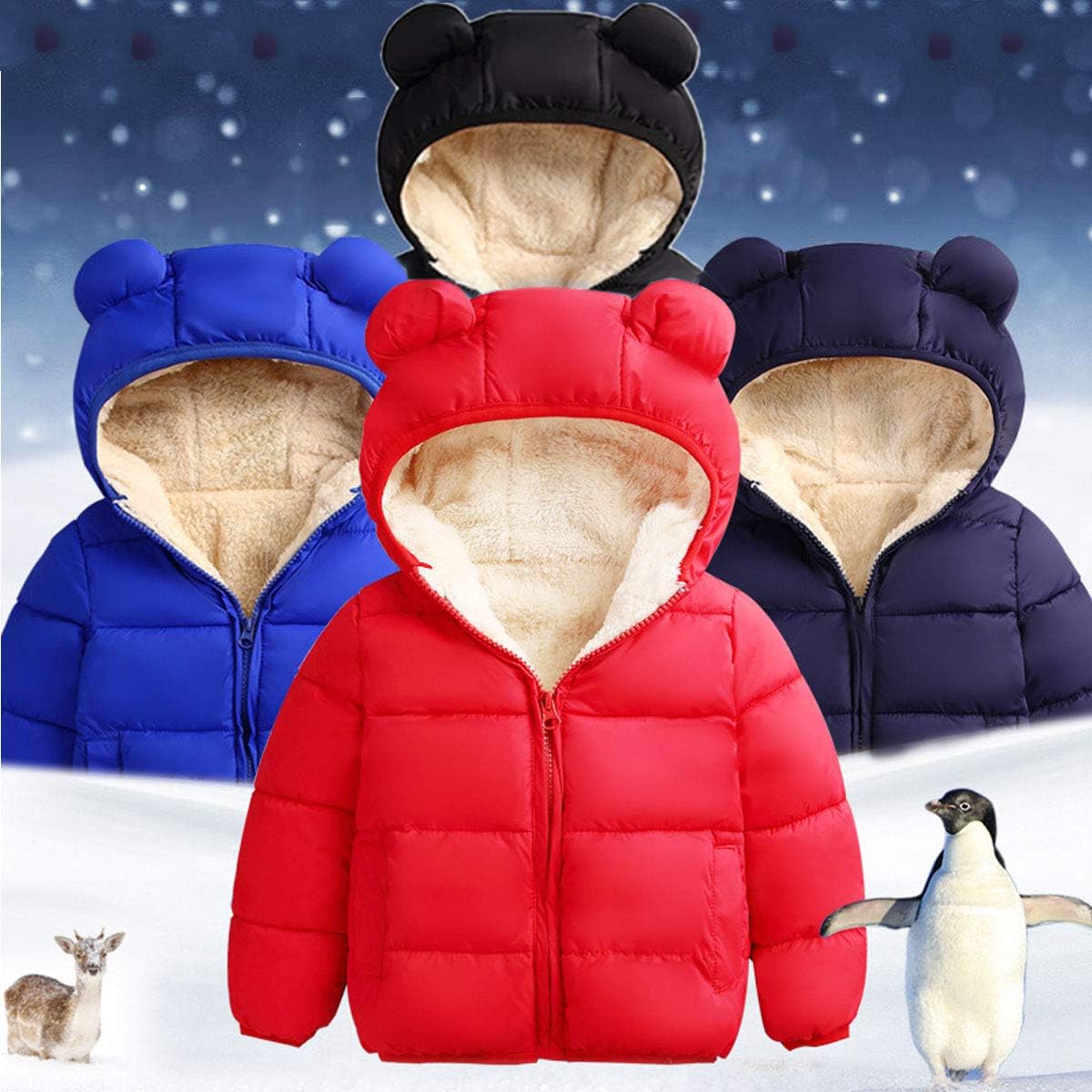 Winter Coats for Toddler Kids Baby Boys Girls Padded Light Puffer Jacket Outerwear Infant Winter Down Jacket with Hoods: Clothing, Shoes & Jewelry