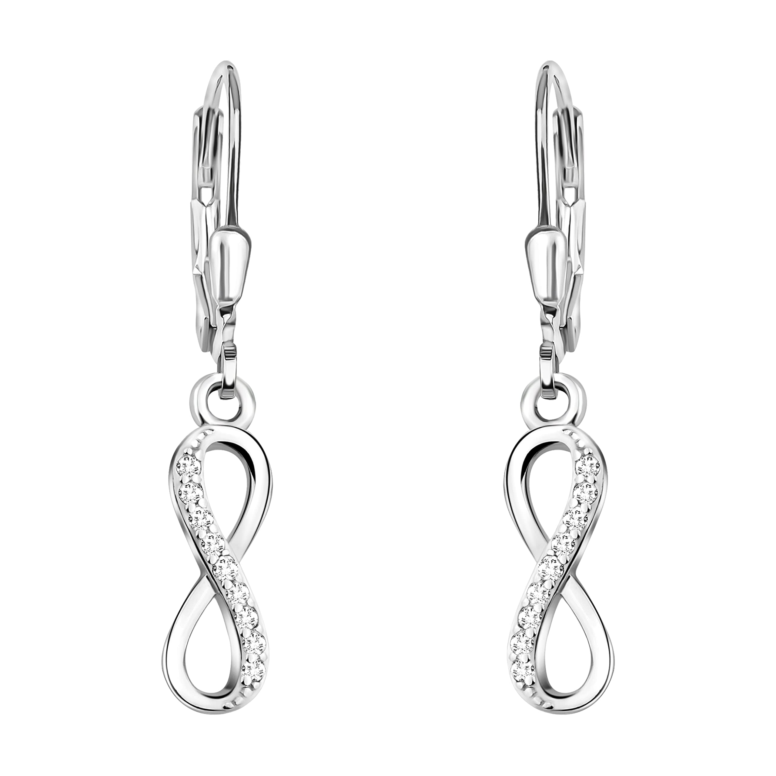 SOFIA MILANI - Damen Ohrringe 925 Silber - mit Zirkonia Steinen - Unendlichkeit Ohrhänger - 20472