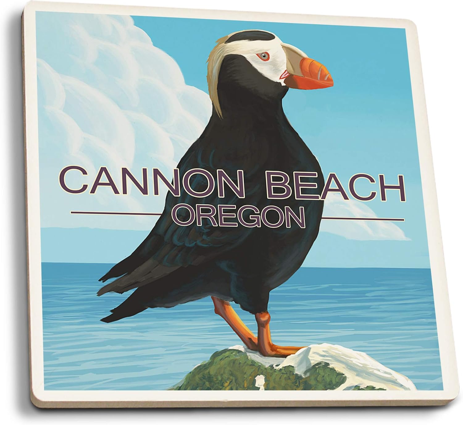 Cannon Beach, Oregon, Puffin (Absorbent Ceramic Coasters