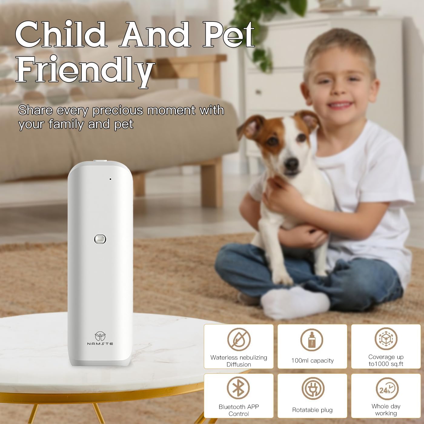 𝑷𝒍𝒖𝒈 𝑰𝒏 Essential Oil Waterless Diffuser - Home Scent Diffusers Starter Kit, Silent Mist Aroma Machine App Control Cold Air 800 Sq.ft Coverage,100ML Wall Aromatherapy for Bedroom,Bathroom