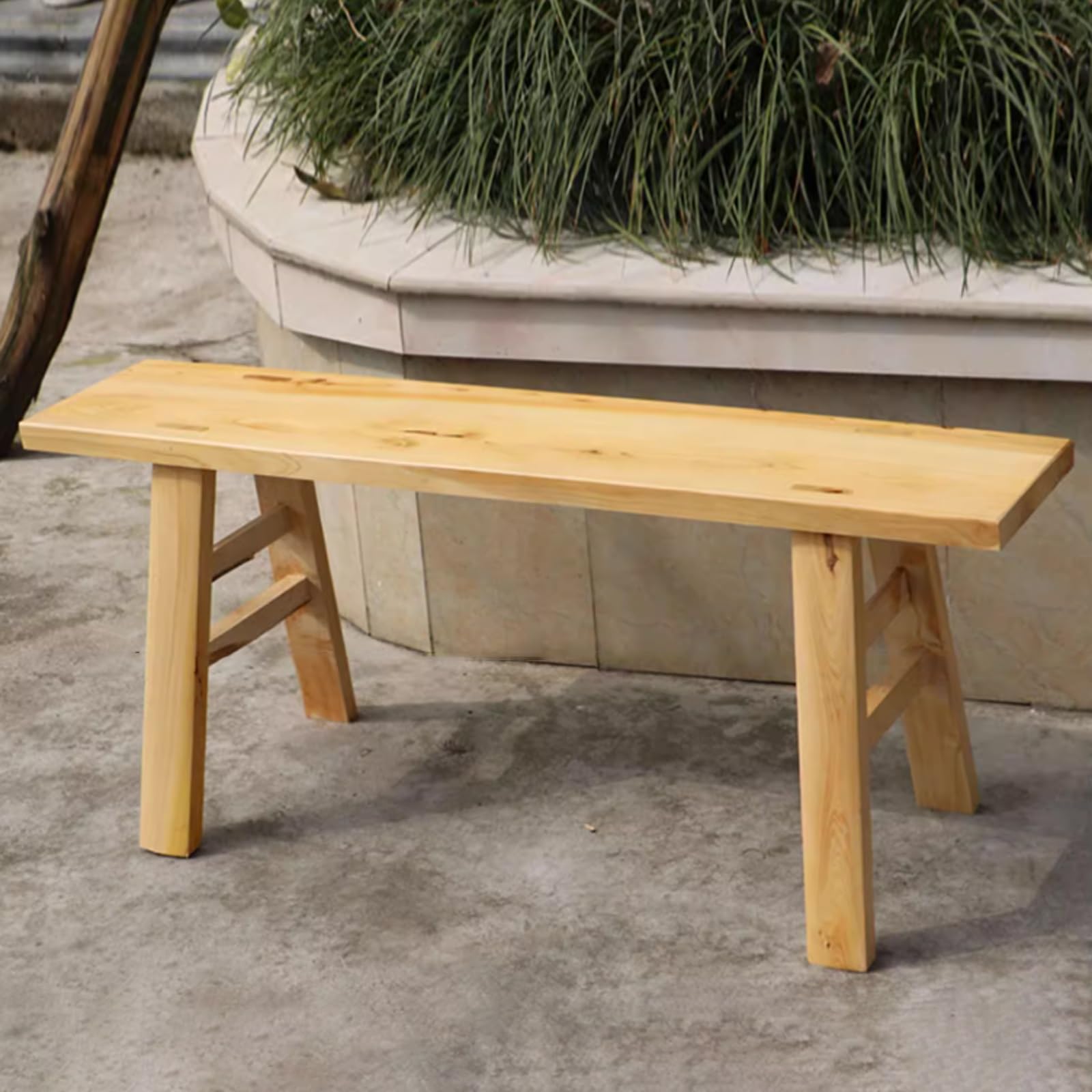 Banc de ferme vintage en bois massif naturel patiné fait main pour lit