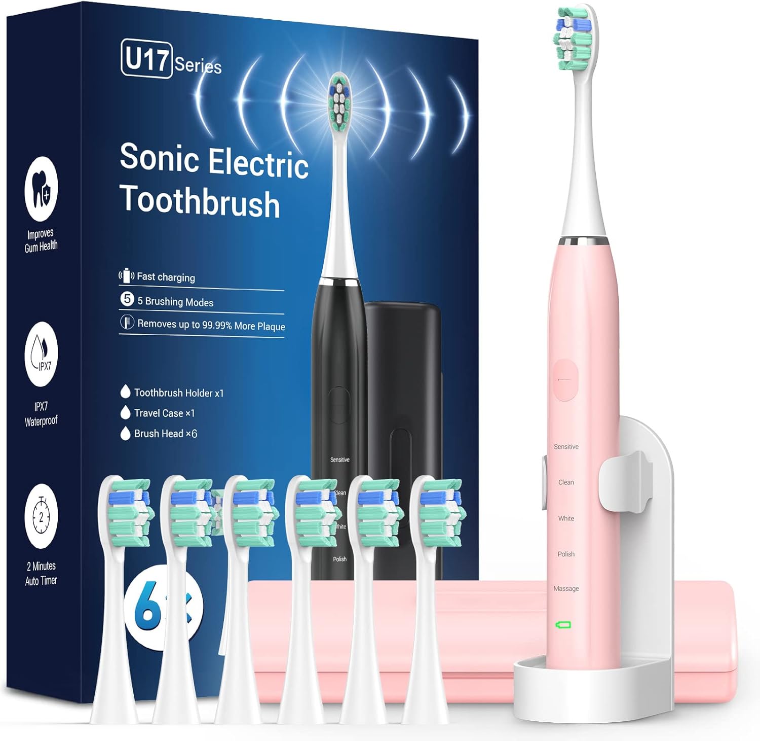 Sonic Electric Toothbrush for Adults Rechargeable