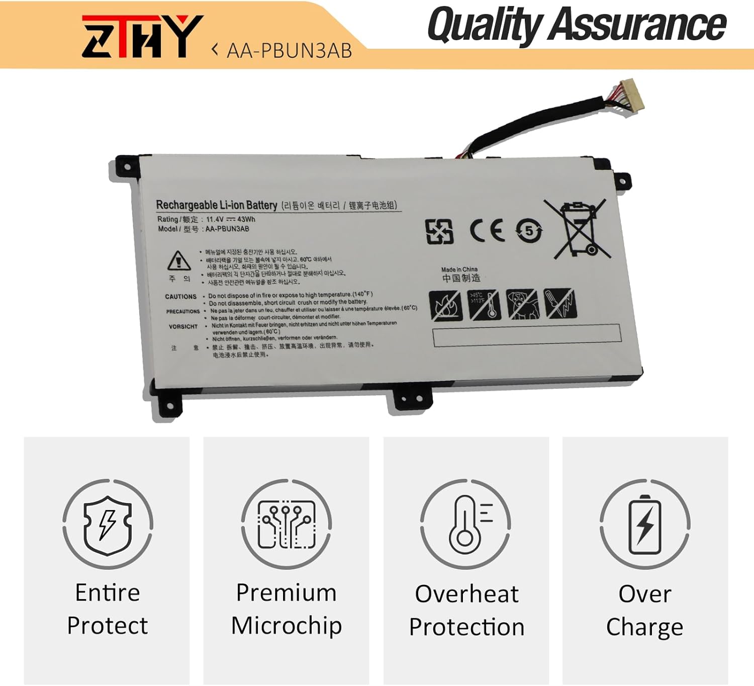 AA-PBUN3AB AA-PBUN3QB Battery Replacement for Samsung NP300E4M NP500R5M NP300E5K NP530E5M NP740U3M NP740U5M NP730QAA NP800G5M 7 Spin NP740U3L NP740U5L NP550XTA Odyssey NT500R5L NT760XBE 11.4V 43Wh