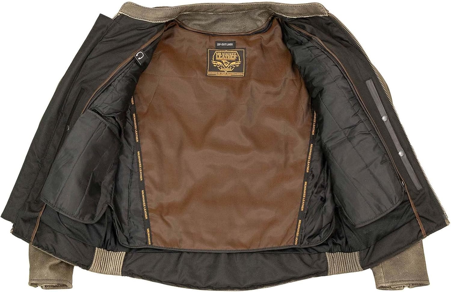 Milwaukee Leather MLM1503 Men's Distressed Brown Racer Motorcycle Vented Leather Rider Jacket