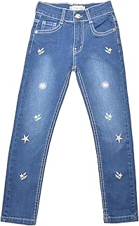 اي اند بي بنطلون جينز كامل روز للبنات بعمر 8 سنوات، ازرق متوسط، 4017-8-M ازرق