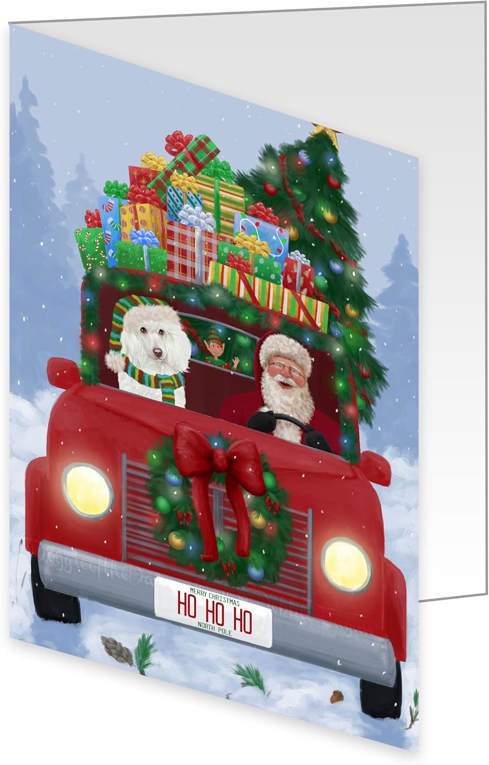 Doggie of the Day Dear Santa Mailbox Christmas Letter Poodle Dog Note Cards - Adorable Pets Invitation Cards with Envelopes - Pet Artwork Christmas Note Cards GCD65786 (10 Greeting Cards)