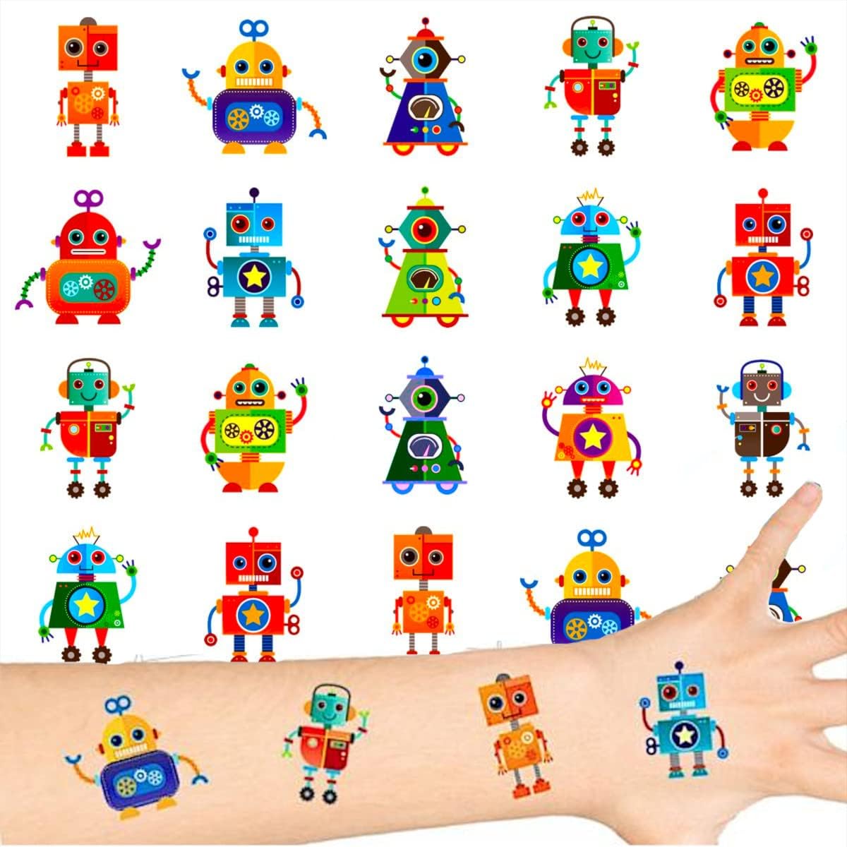 German Trendseller® - 36 Little Robot Tattoos ┃ Party Bag Filler ┃ Robo Party ┃ Temporary ┃ Children's Birthday