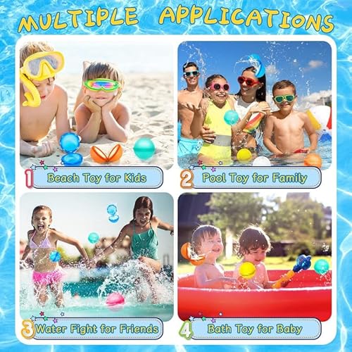 12Pcs 2023 Newest Reusable Water Balloons For Kids Adults, Self-Sealing Silicone Water Ball, Summer Outdoor Toys Pool Toys Party Toys Easy Activities Fun Outside Games Ballons(12 Pcs) #TOP4