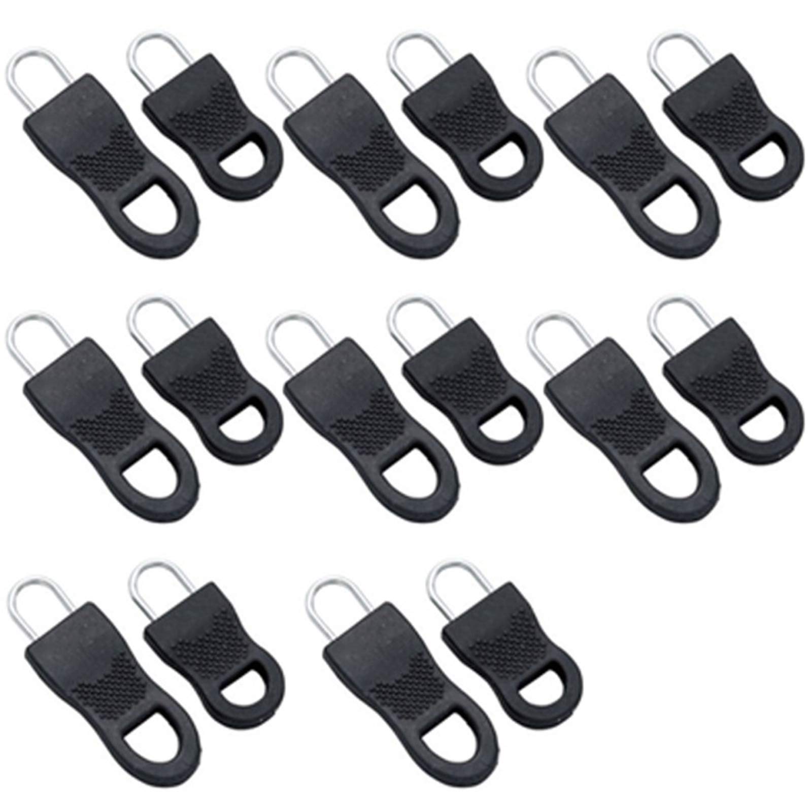XXHNBF Zipper for Bags, Ziper Puller,Zip Fixer, Slider,Zipper Repair Kit, 16PCS Universal Detachable Set Wide Waistbands Elastic Waist(Black)