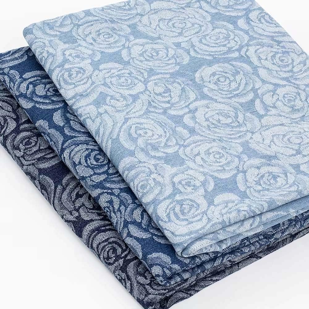 170x50cm Tkanina Żakardowa Vintage Denim Rose - 85% Bawełny, 15% Poliestru, Sprany Materiał Do Samodzielnego Szycia Spodni, Odzieży, Spódnic, Kurtek, Bagażu(Style 3)