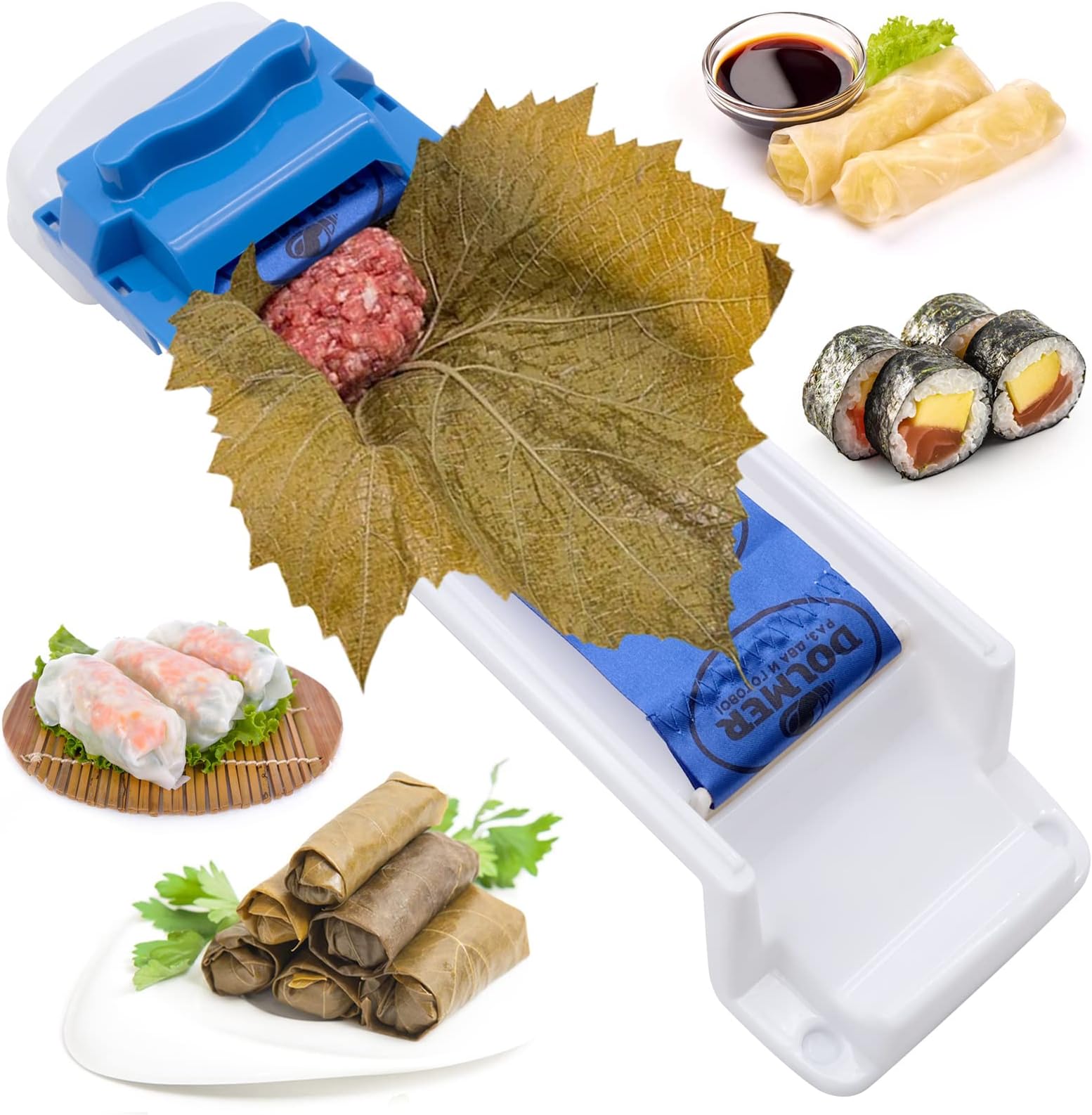 Grape Leaves Rolling Machine Yaprak Sarma Maker Stuffed Vine Leaves Rolling Tool Cabbage Leaves Meat Roller Spring Roll Machine Kitchen Vine Leaf Roller