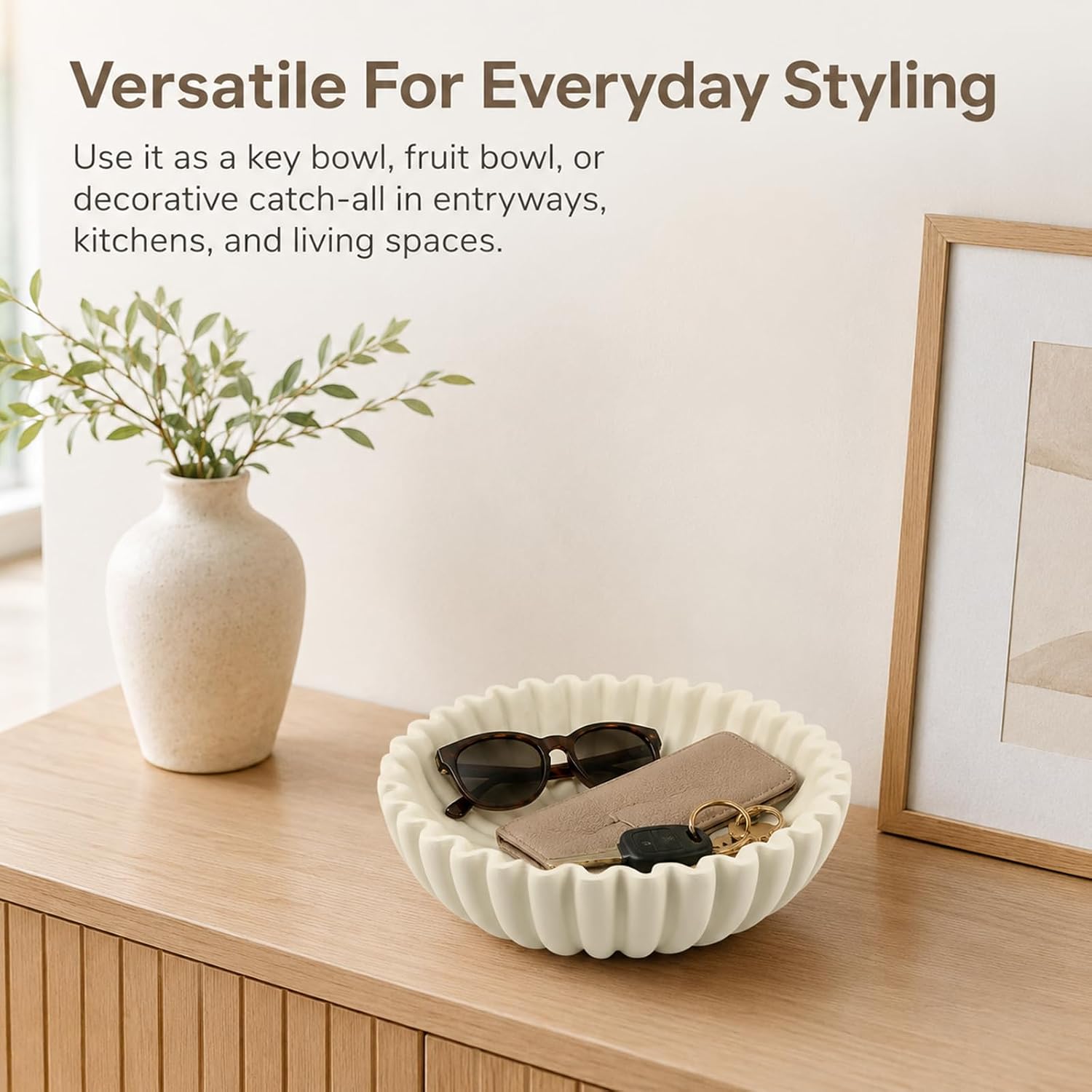 Decorative Fruit Bowl For Kitchen Counter, Resin Large Key Bowl