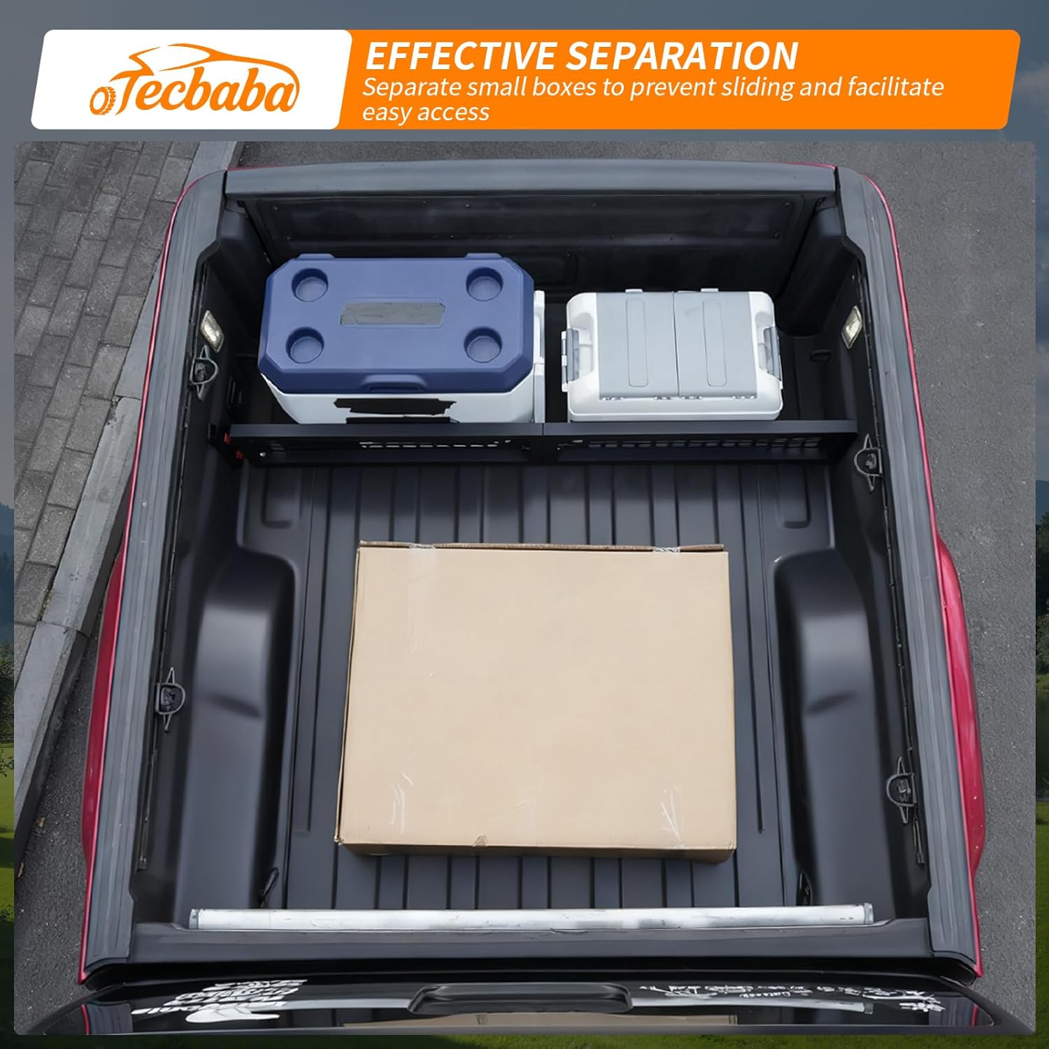 Truck Bed Divider Compatible with 2020-2026 Jeep Gladiator JT Non-Slip Cargo Organizer Management Aluminium Alloy Foldable Keep Organized for Cargo Area All Weather 2025 Gladiator Accessories