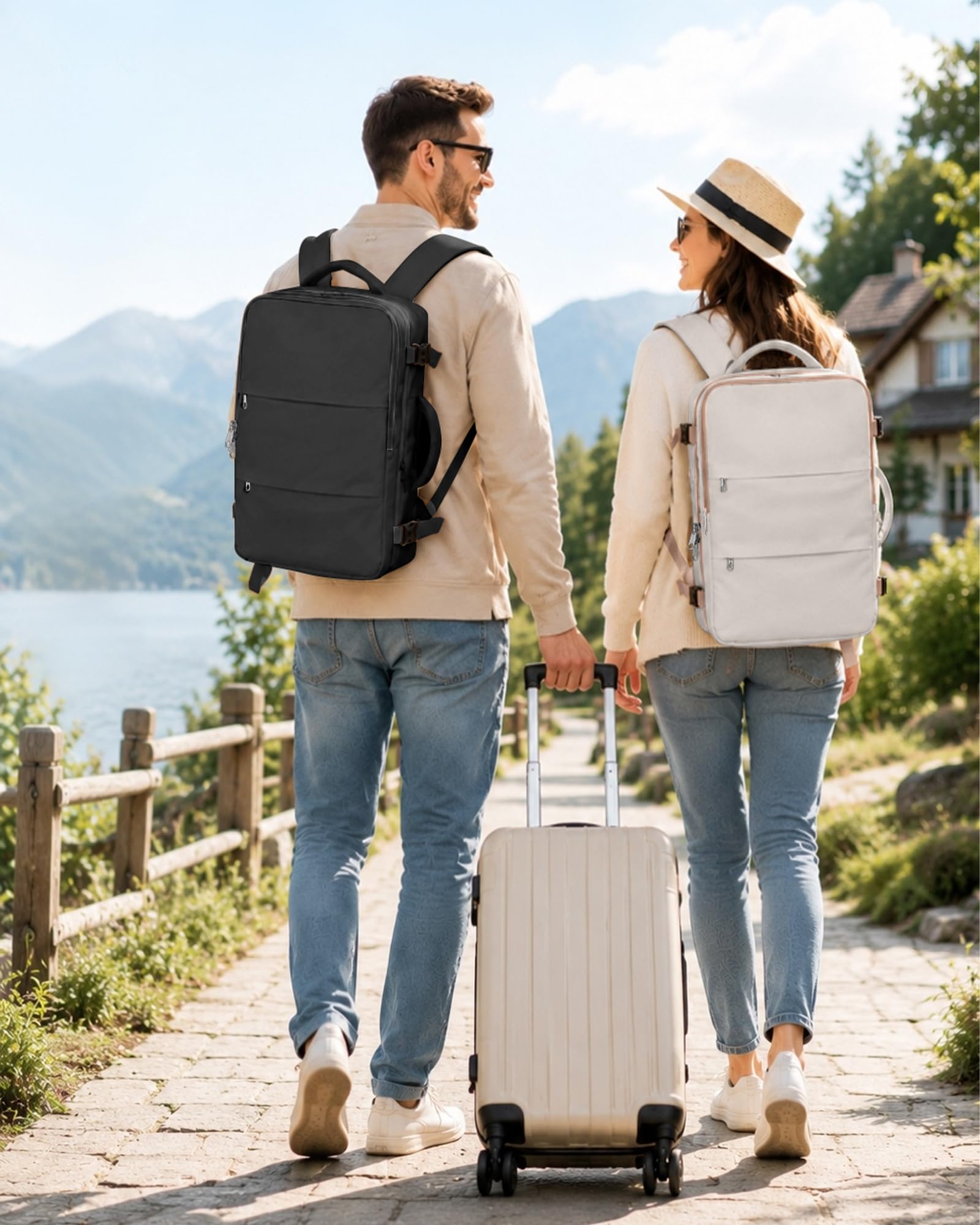 BJLFS Plecak próżniowy torba podróżna z pompką Ryanair torby kabinowe 40 x 30 x 20 cm torba podręczna Wizzair Easyjet Vueling bagaż podręczny worki próżniowe do podróży wodoodporny plecak na laptopa