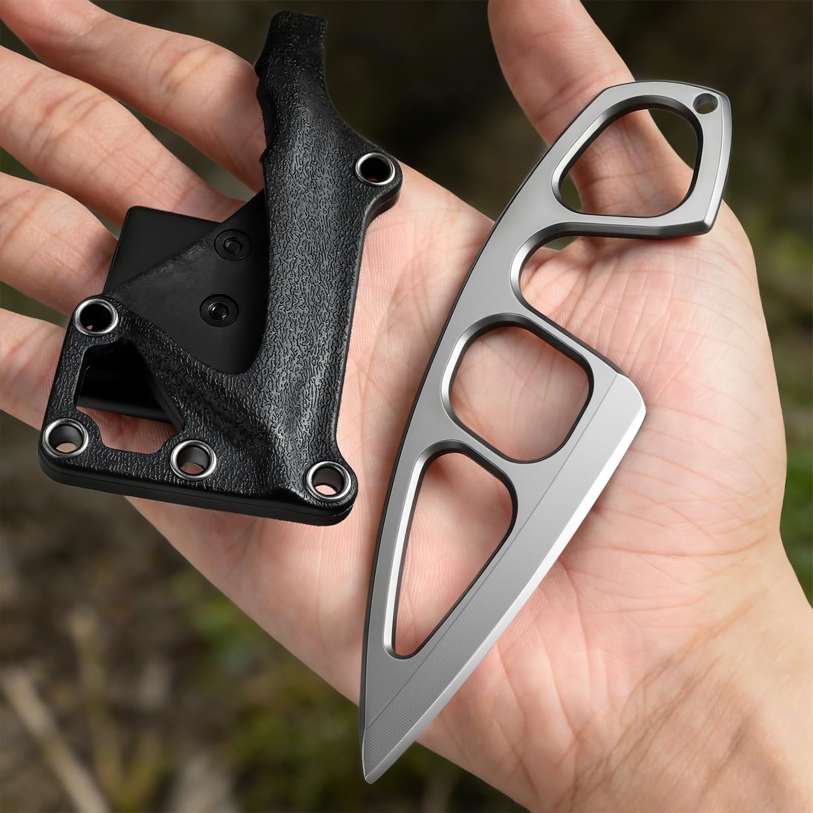 Generisch EDC Outdoor-Messer mit Vollschale (Full Tang) - Klinge aus 440C Edelstahl, Scharfe EDC Feststehendes Messer mit Kydex-Scheide, Ideal für Camping, Wanderung, Überleben, Geschenke für Männer