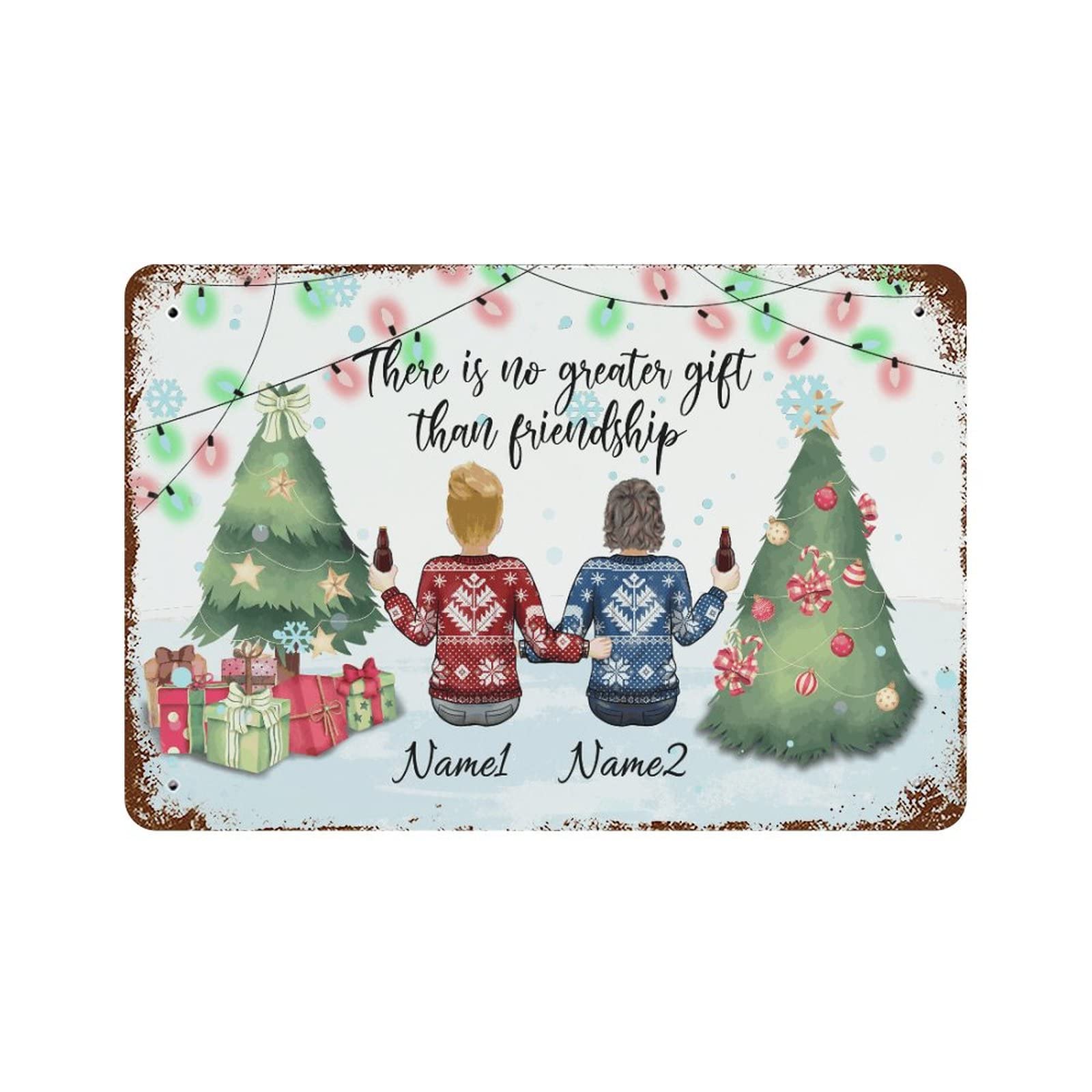 Plaque en métal avec nom personnalisé décoration murale vintage Noël rétro