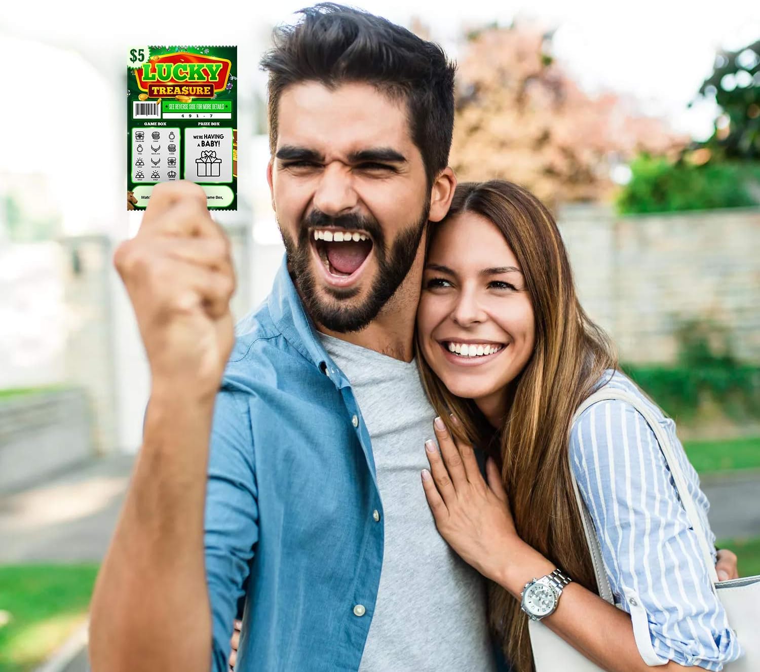 6 Pack - Pregnancy Announcement Lottery Scratch-Off Tickets | 4x6 Authentic Looking | Great for Baby Announcements | Perfect for Pregnancy Announcement for Grandparents, Future Dad, or Friends!