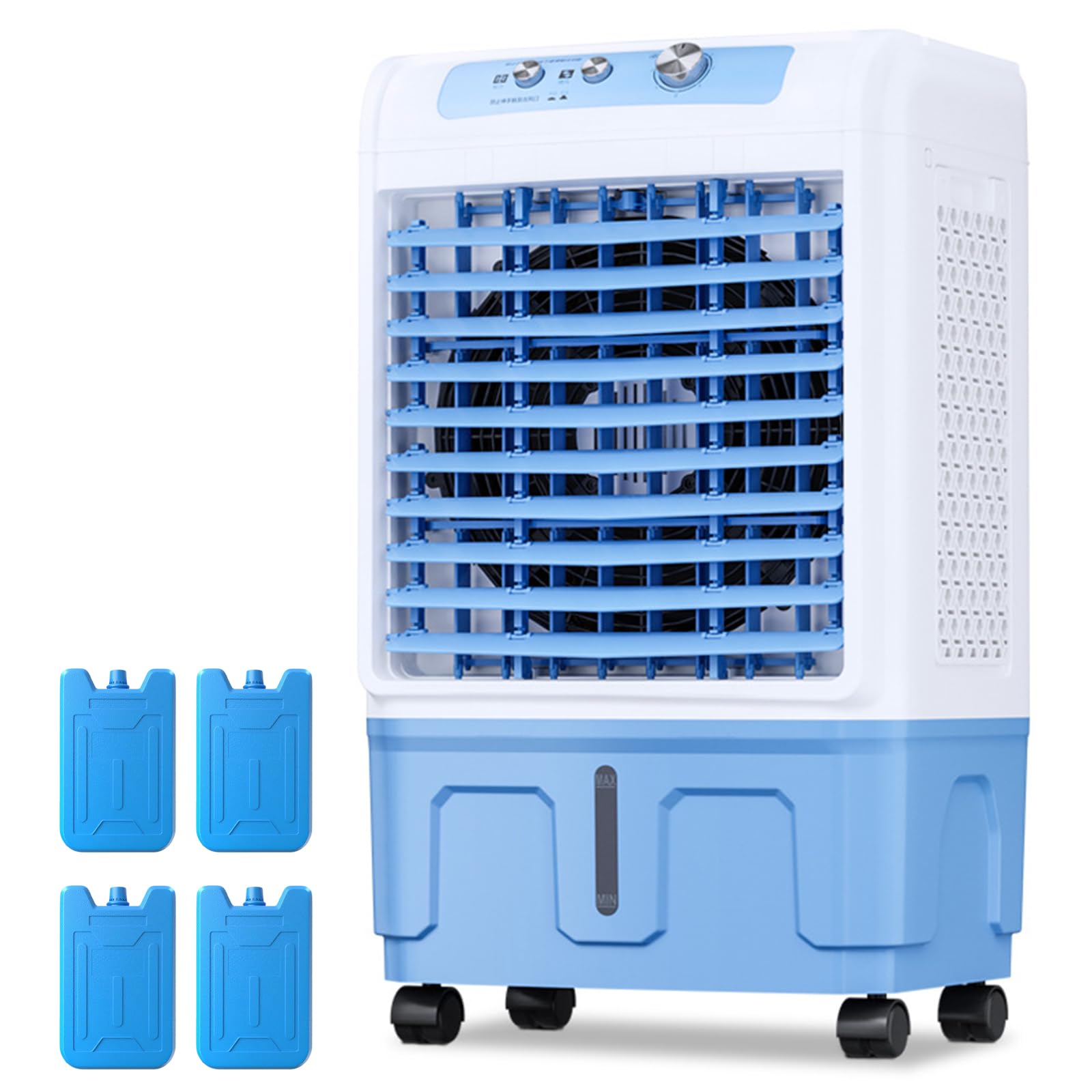 Portable Evaporative Air Cooler, Swamp Cooler 40L Water Tank, Portable Air Conditioners Industrial 120° Oscillation, Energy Efficient for Home Warehouse(Size:43.5*34*90cm/17*13.4*35in)