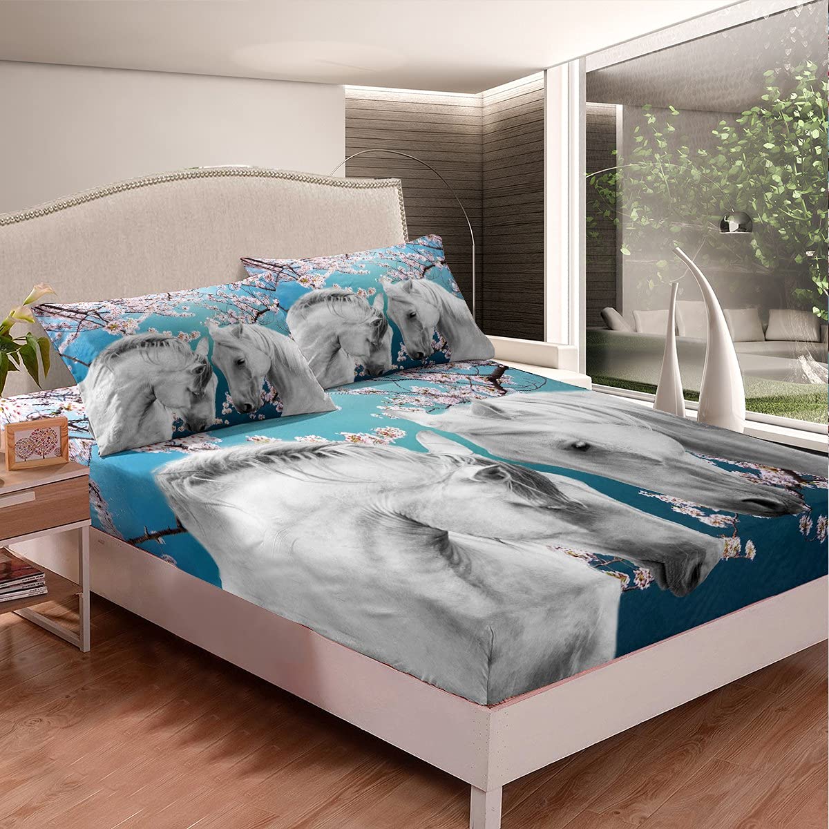 Set di biancheria da letto vintage con gallo, per letto singolo, con animali della fattoria occidentale, per bambini, adolescenti e adulti, lenzuolo con angoli in stile rustico con girasole, per
