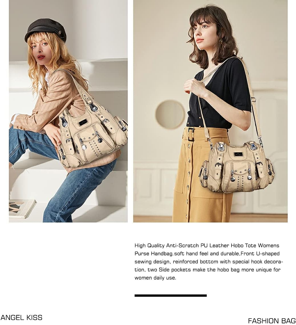 Angel Kiss Purses for Women Soft PU Leather Large Hobo Bags for Women Shoulder Bag | Soft, PU Leather, Large, Soft, PU Leather, Large - Image 2