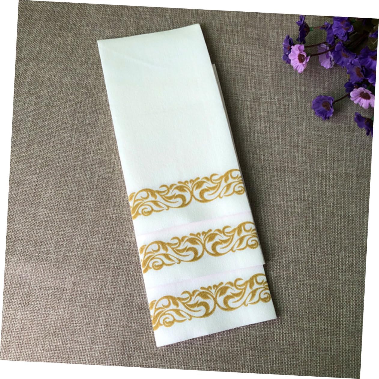 50pcs Decorative Disposable Napkins Gold Floral Print Paper Napkins for Weddings Parties and Dinners Stylish and Absorbent Household Table