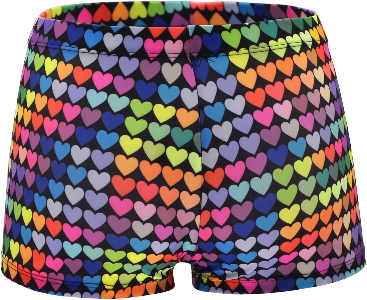 Little Girls' Shiny Dance Tumbling Sports Colorful Gymnastics Shorts for Girls 2-14 Years