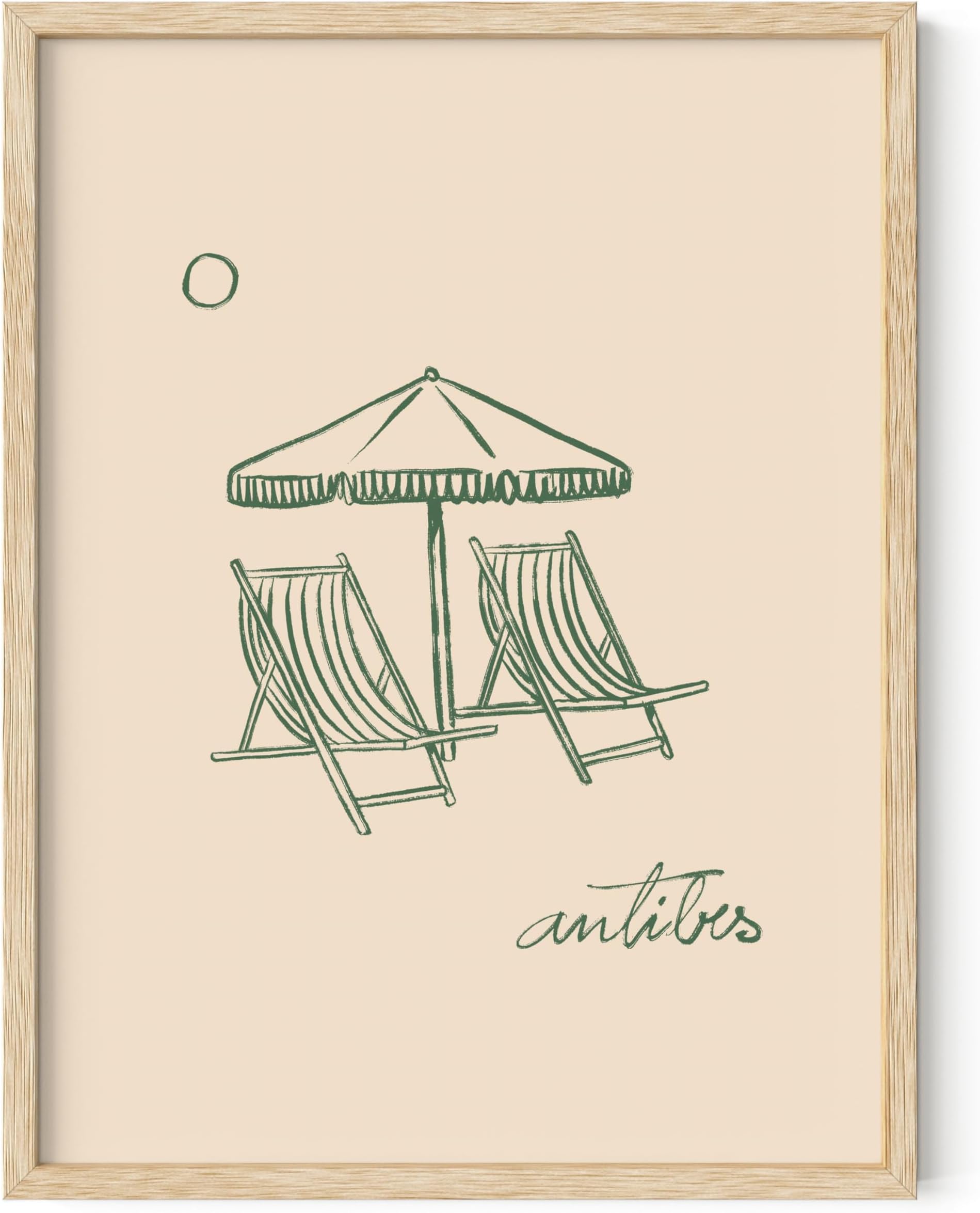 HAUS AND HUESCoastal Vibes - Beach Wall Art and Surfing Poster - Ocean Decor for Dorms, Seascape Wall Art for Surf Enthusiasts (Beige Frame, 12x16)