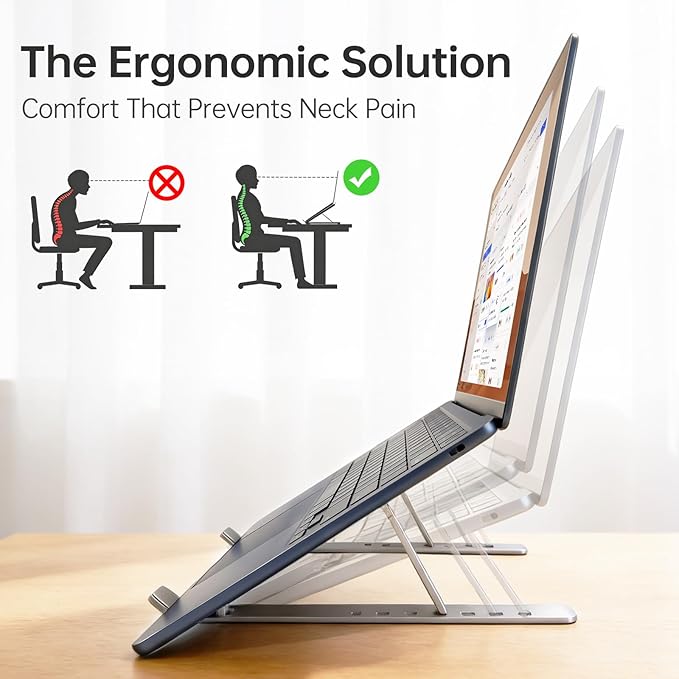Soporte para laptop EJAY ajustable de aluminio plateado miniatura 2