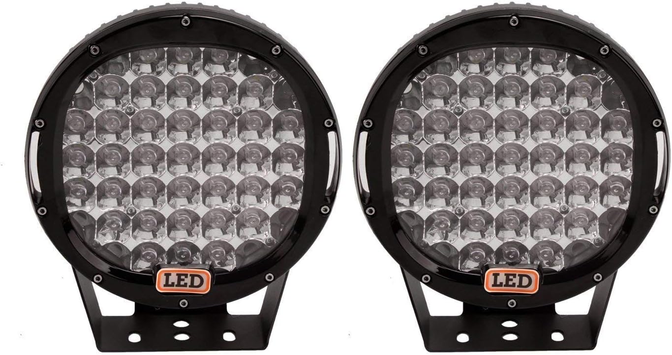 JTI 185 W 9 Inches Cree Round Front Bumper LED Light Bar Roof Driving Headlights for All Car and Trucks (Black)-Pair of 2