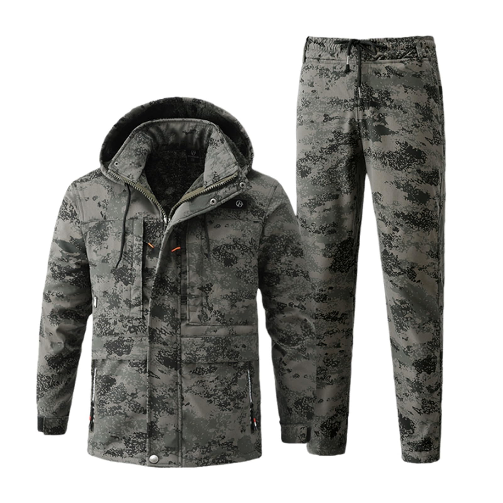 Set Tute Da Sci Da Uomo, Set Di Tute Da Sci In Due Pezzi Mimetiche Alla Moda Impermeabili Antivento Calde E Calde, Set Giacca E Pantaloni Coibentati Con Cappuccio, Per Pesca
