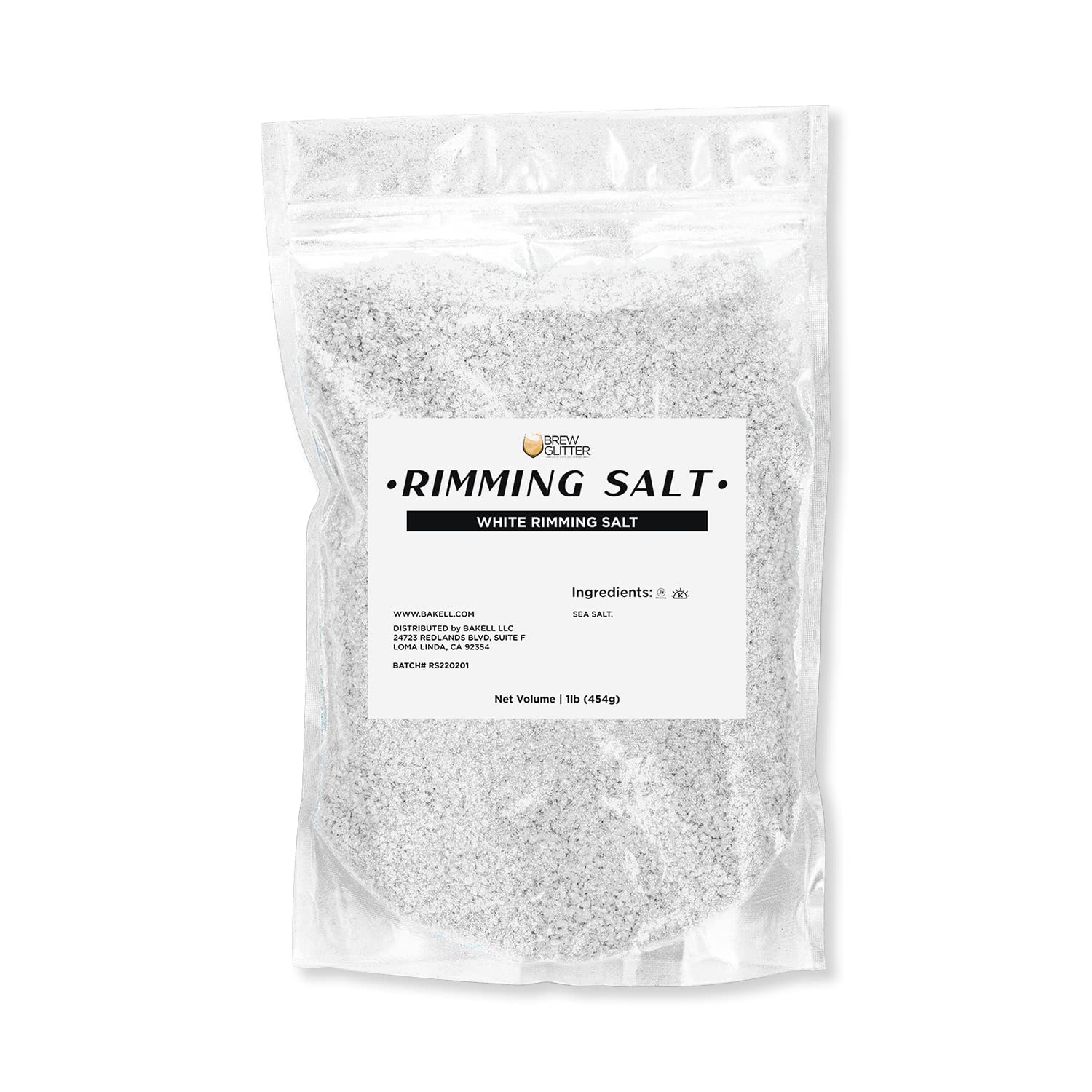 Rimming Salt - Plain (454g - 1 lb 1x Bag) | Drink Rimmer for Beverages, Cocktails, Margaritas by Brew Glitter