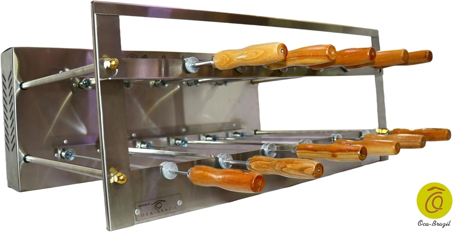 Brazilian BBQ Charcoal Grill - 11 Skewers - Rotisserie System - Oca-Brazil