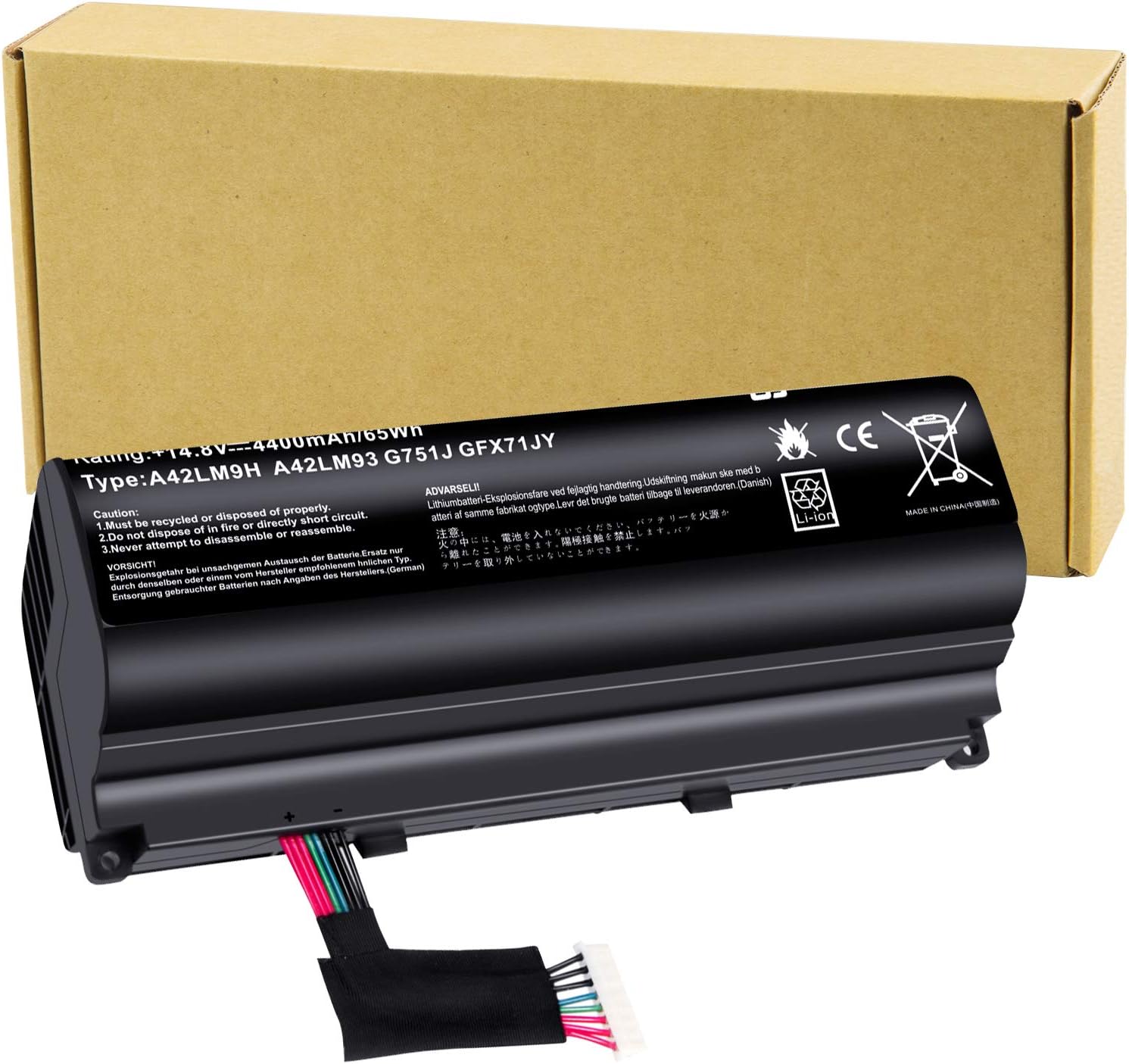 New A42N1403 Battery for ASUS ROG GFX71JY 17.3" GFX71JY4710 G751 G751J G751JT G751JY G751JL G751JM GFX71JY GFX71JY4710 GFX71JY4710 G751J-BHI7T25 G751JL-BSI7T28 A42LM93 4ICR19/66