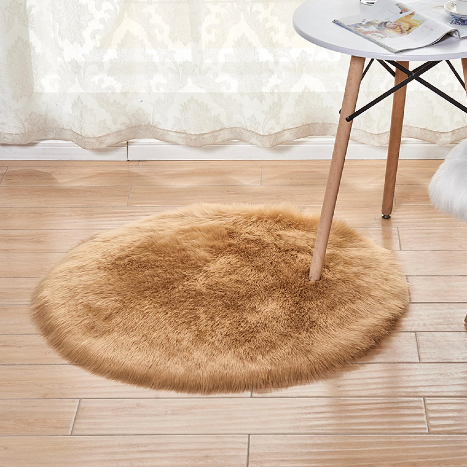 Tapis rond kaki 180 cm lavable : fini les pieds froids sur le carrelage