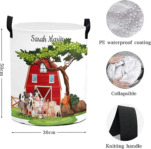 Miniatura 5 de NZOOHY Cesta de lavandería personalizada con diseño de animales de granja, asa redonda de almacenamiento, impermeable, plegable, de gran capacidad y