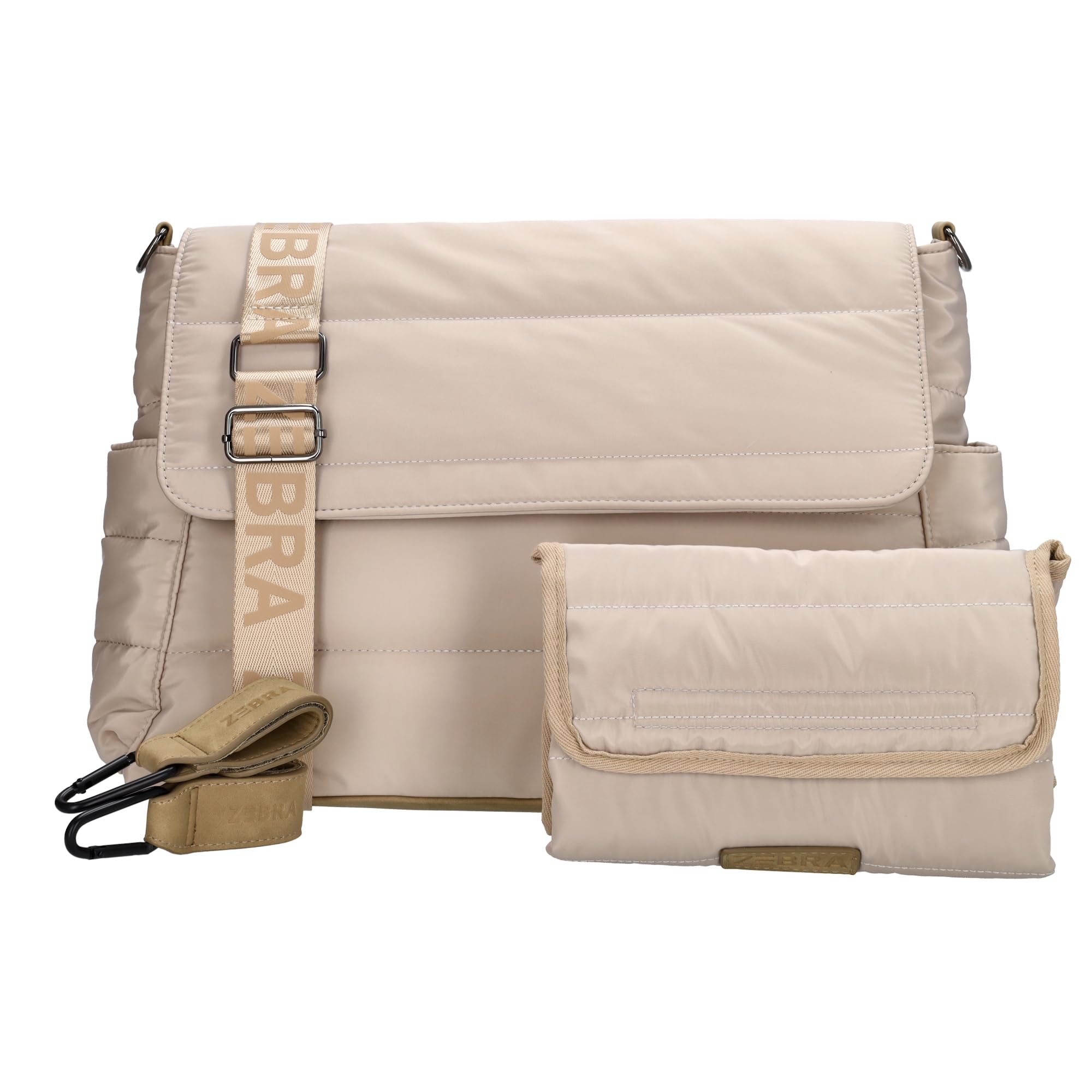 Zebra trends - Wickeltasche Organizer mit Wickelunterlage - Helles Taupe | Diaper Bag Mommy Bag, Leichtes Nylon, Zwei Flaschenhalter, Mehrere Innentaschen, Verstellbarer Schultergurt