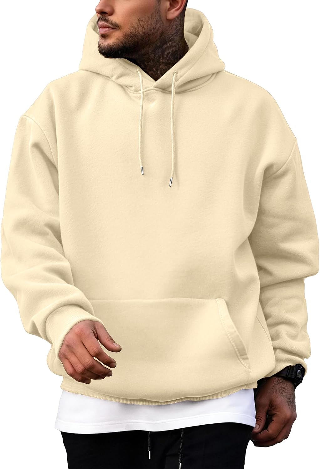PLEPAN Hoodies for Men Casual Cotton Essentials Long Sleeve Sweatshirts